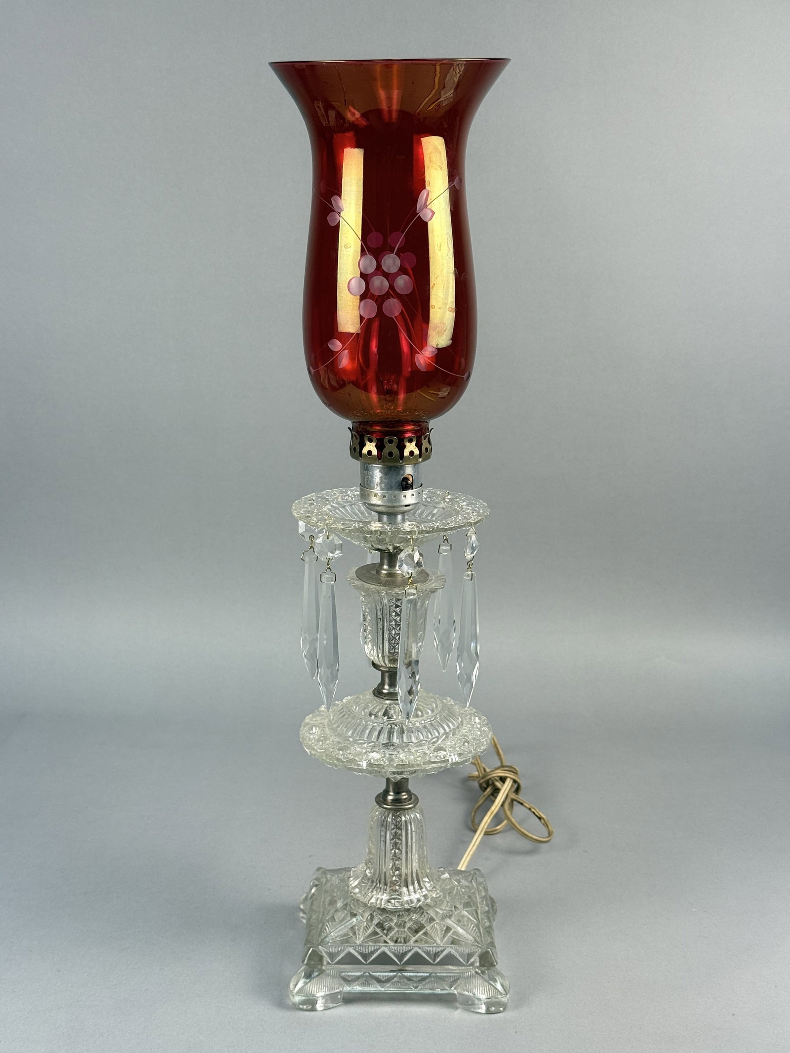Vintage Pressed Glass Boudoir Lamp (1 of 4)