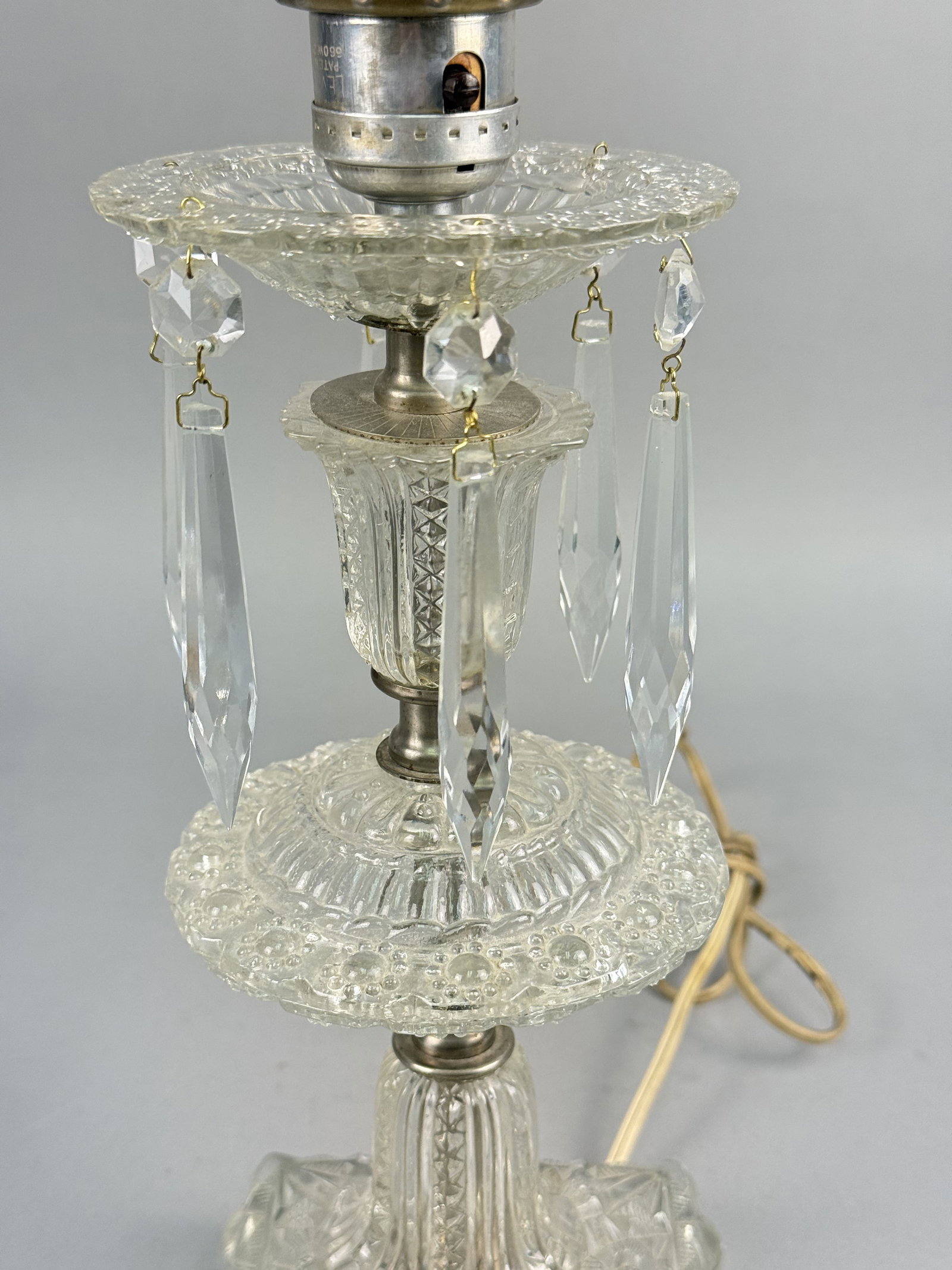 Vintage Pressed Glass Boudoir Lamp - 2