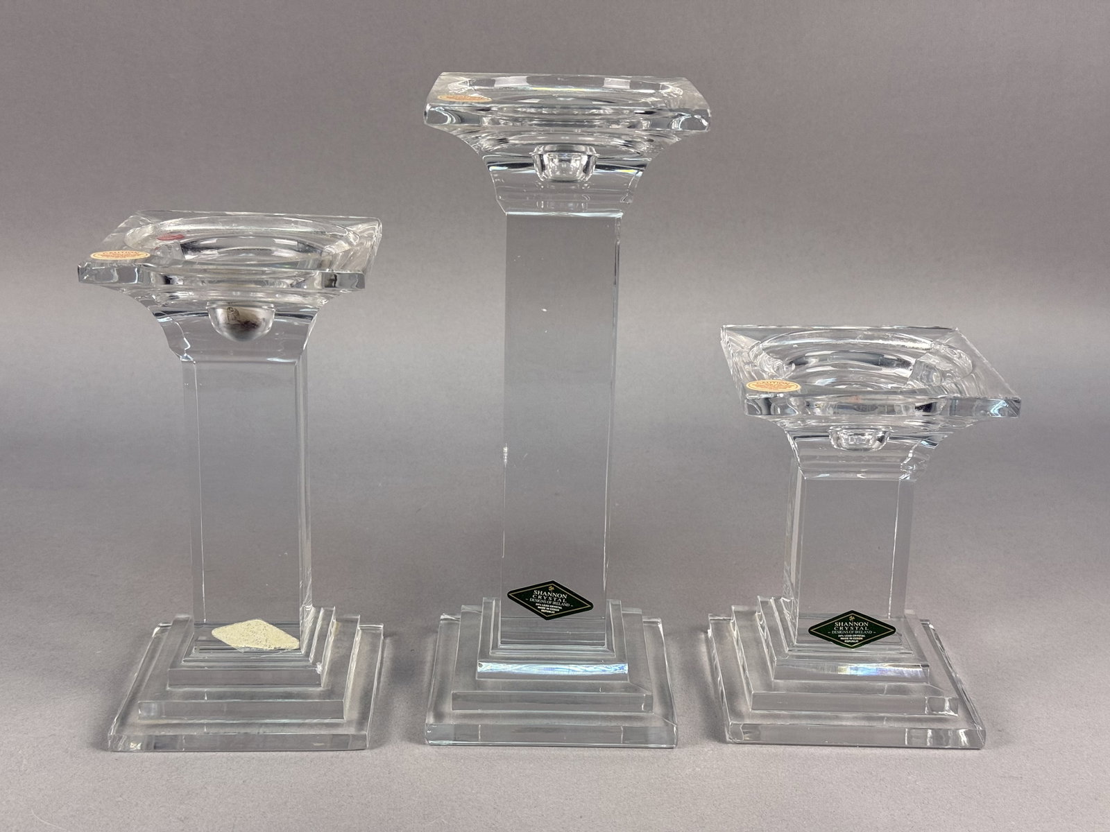 Trio of Shannon Crystal Graduated Pillar Candle Holders (1 of 8)