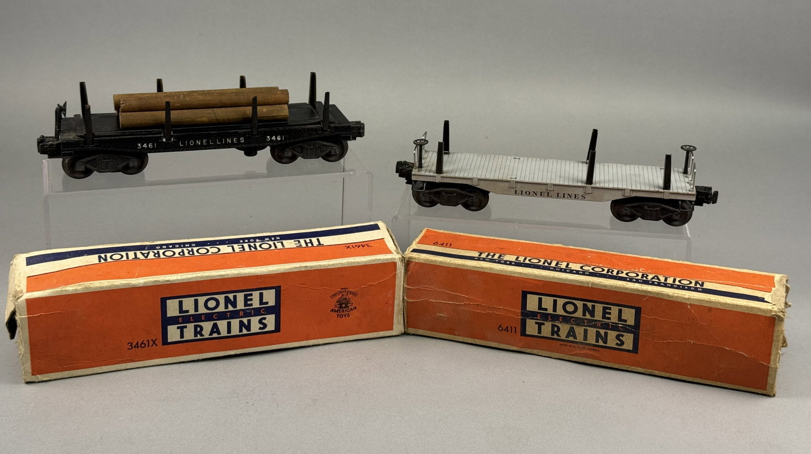 Lionel Postwar O-Gauge Model Train Cars, No. 3461 and No. 6411, with Original Boxes (1 of 10)