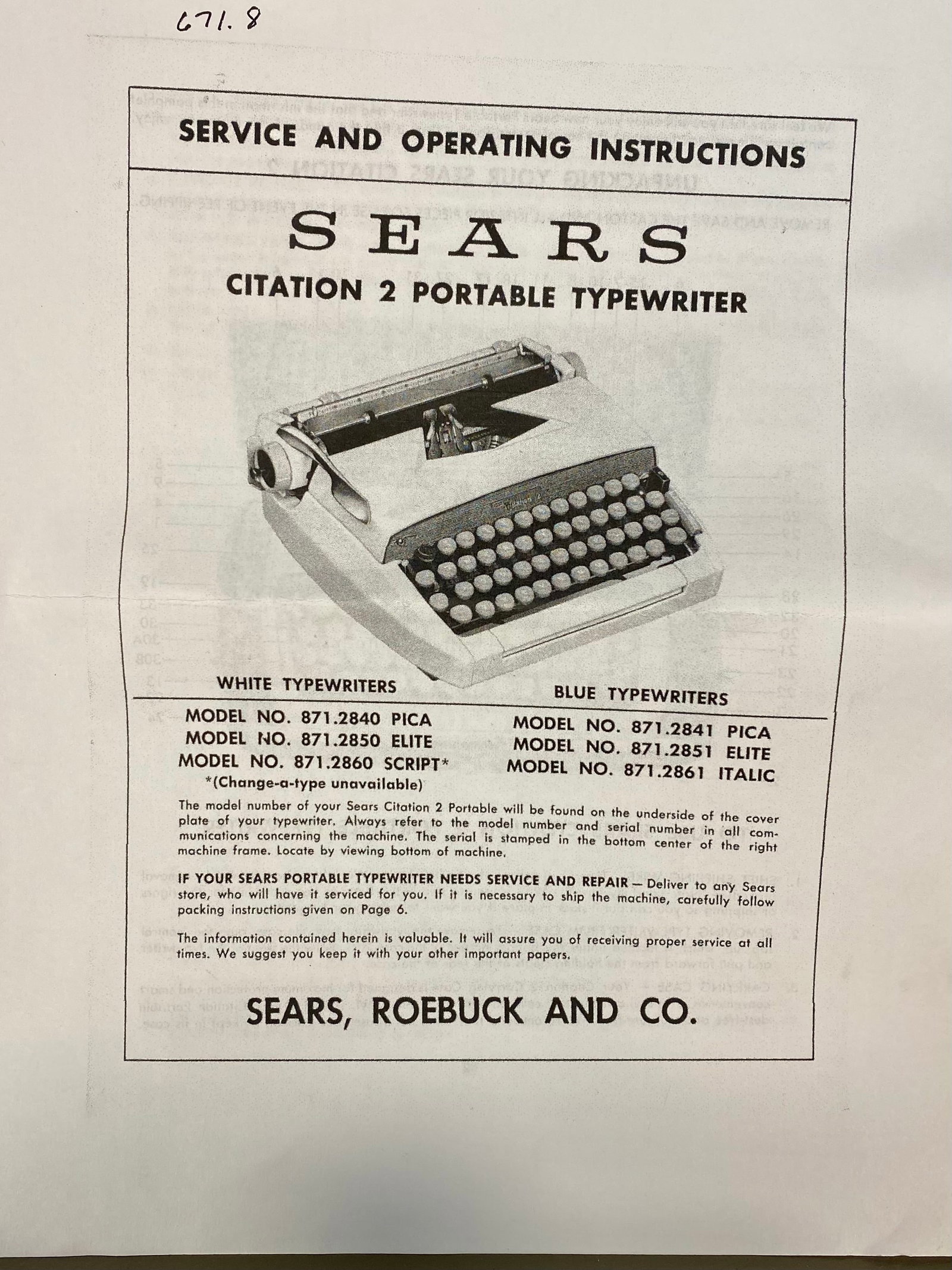 Sears Citation 2 Portable Manual Typewriter - 4