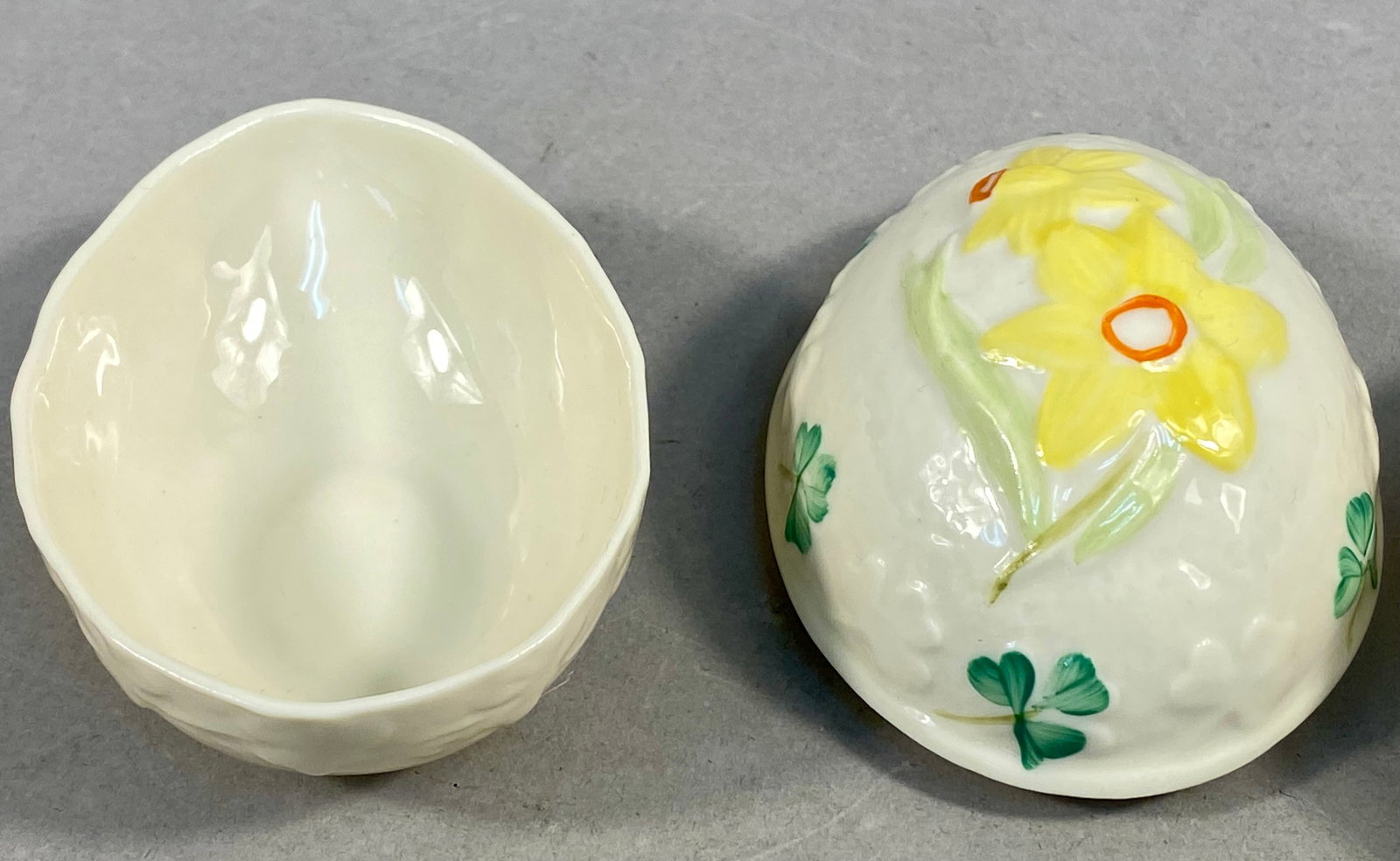 Two Belleek Porcelain Egg Trinket Boxes - 2