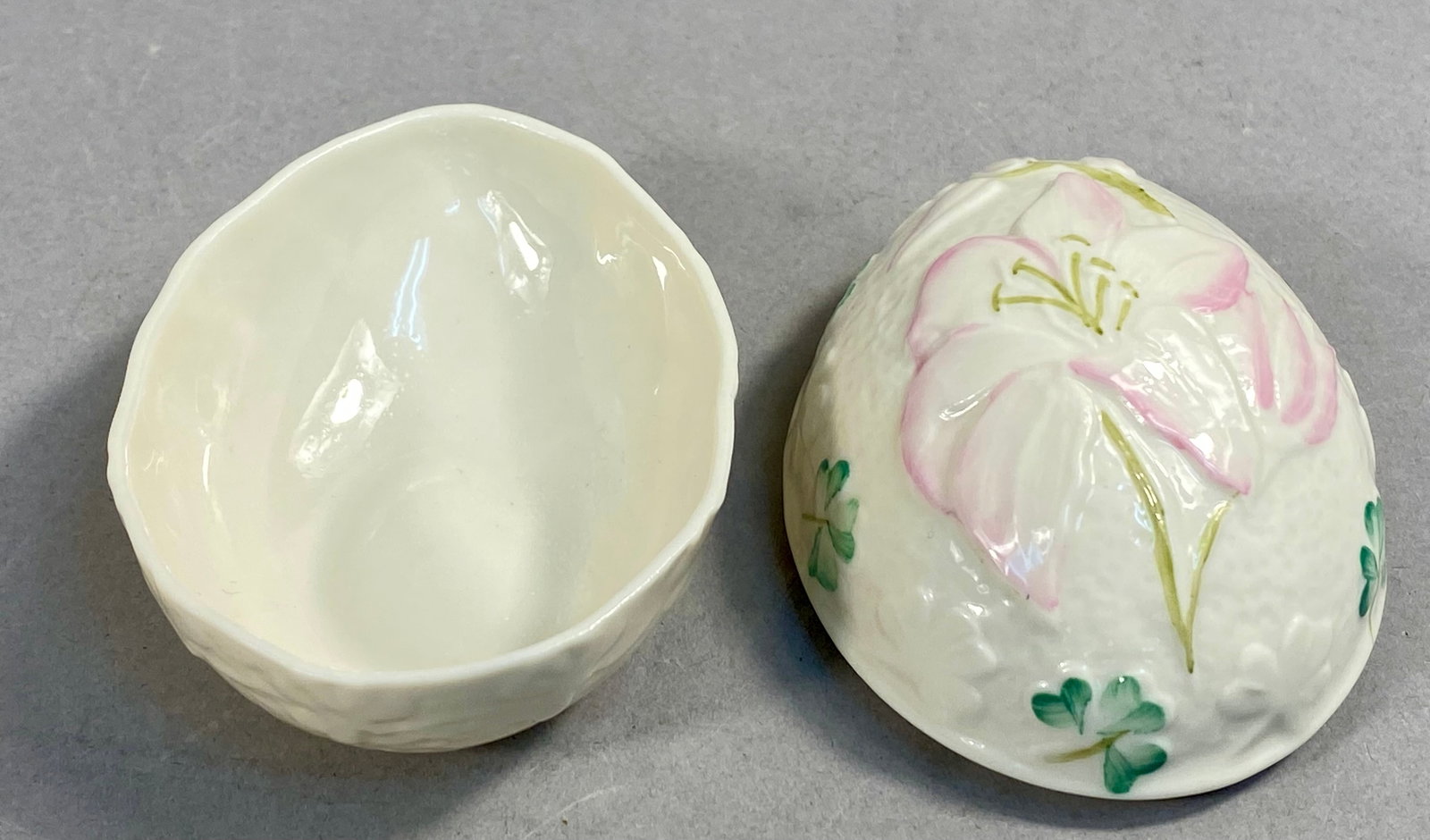 Two Belleek Porcelain Egg Trinket Boxes - 3