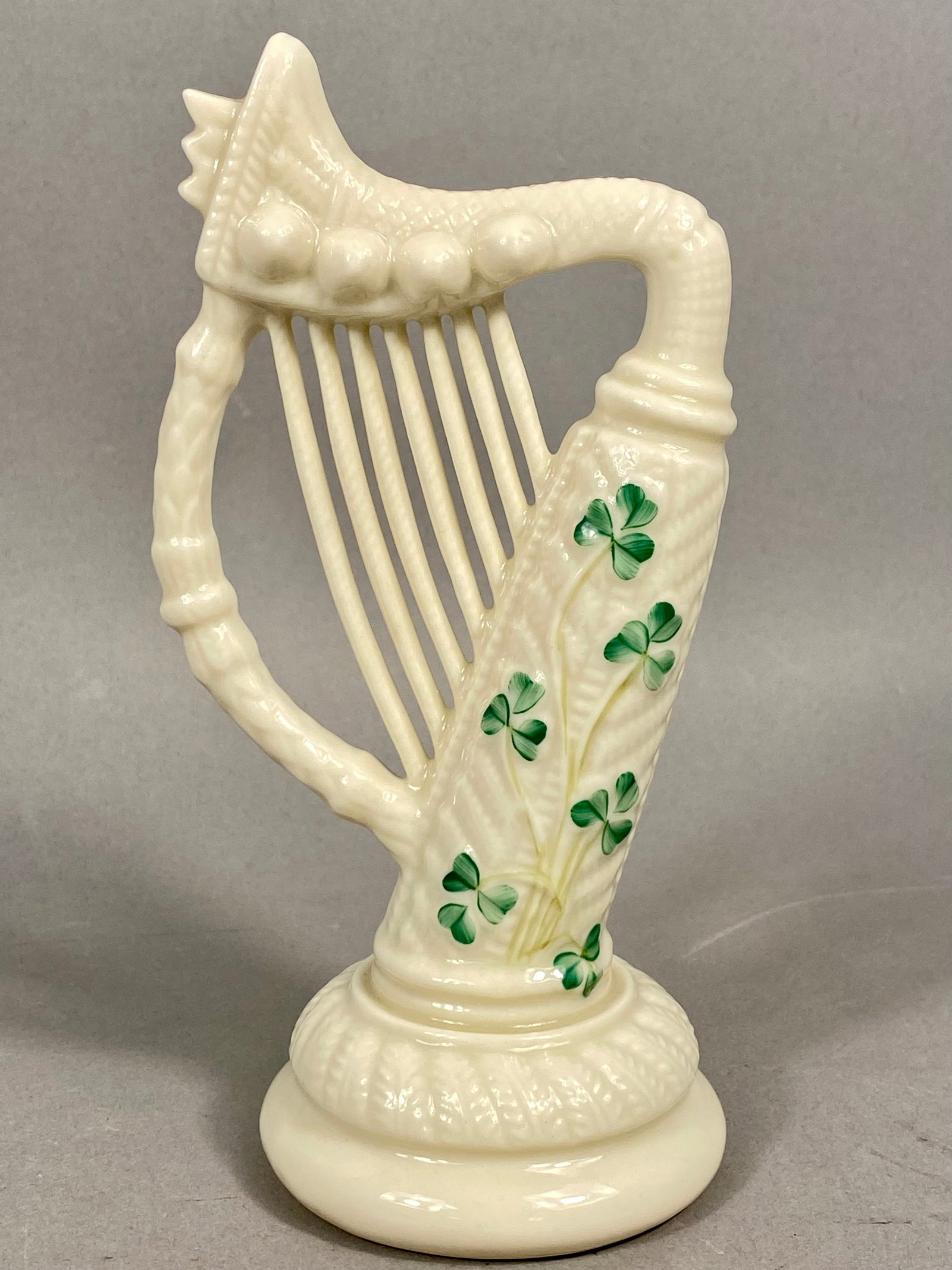 Belleek Parian Porcelain Shamrock Harp Figurine (1 of 4)