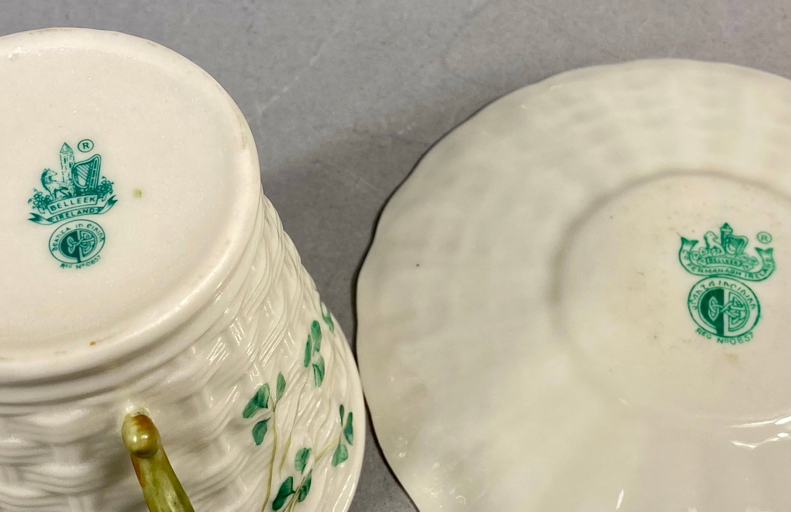 Irish Belleek Shamrock Pattern Porcelain Tableware - 5