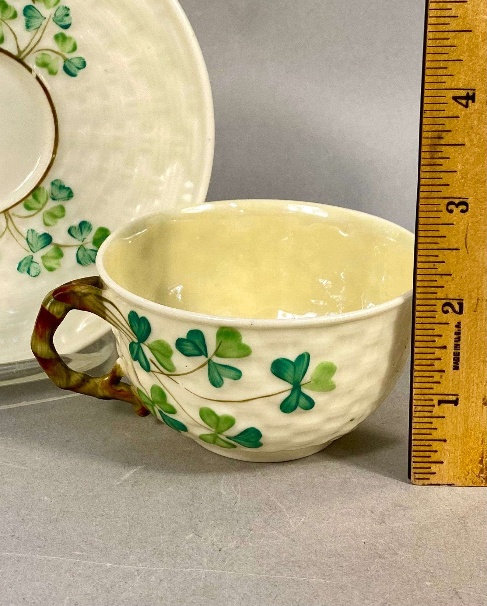 Four Belleek Shamrock Pattern Porcelain Tableware Items - 3