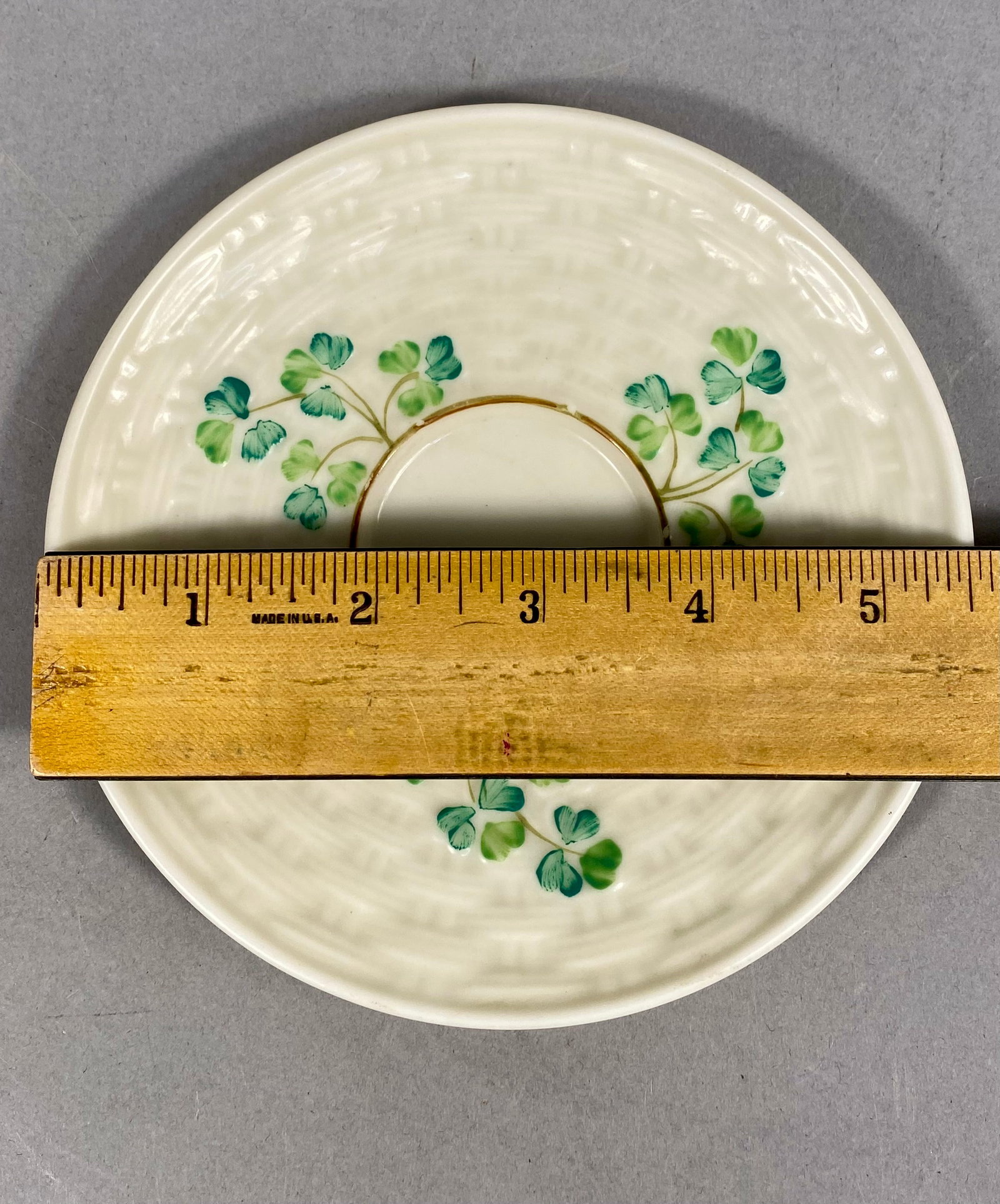 Four Belleek Shamrock Pattern Porcelain Tableware Items - 4