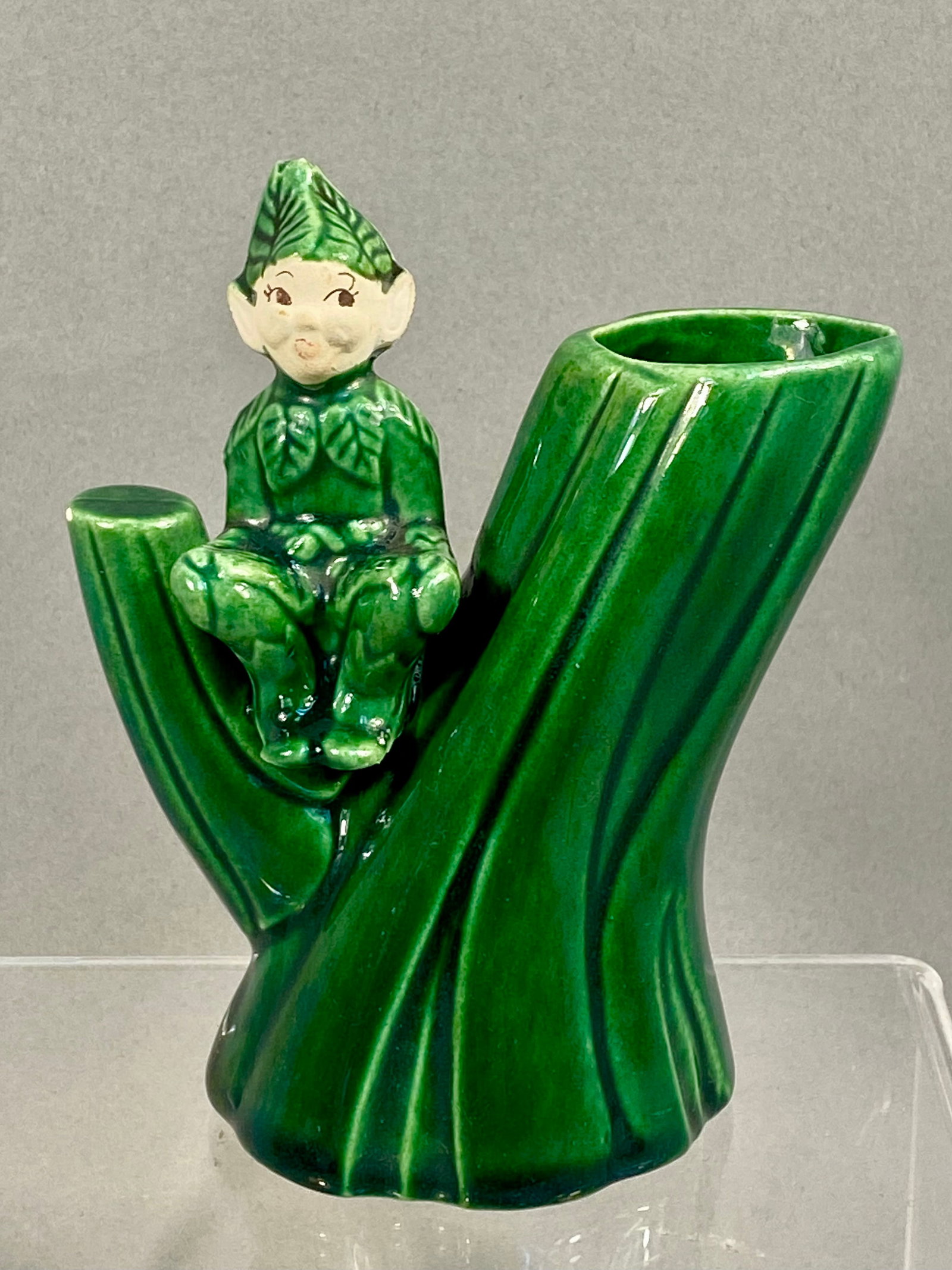 Treasure Craft Glazed Ceramic Pixie Elf Tree Stump Bud Vase (1 of 5)