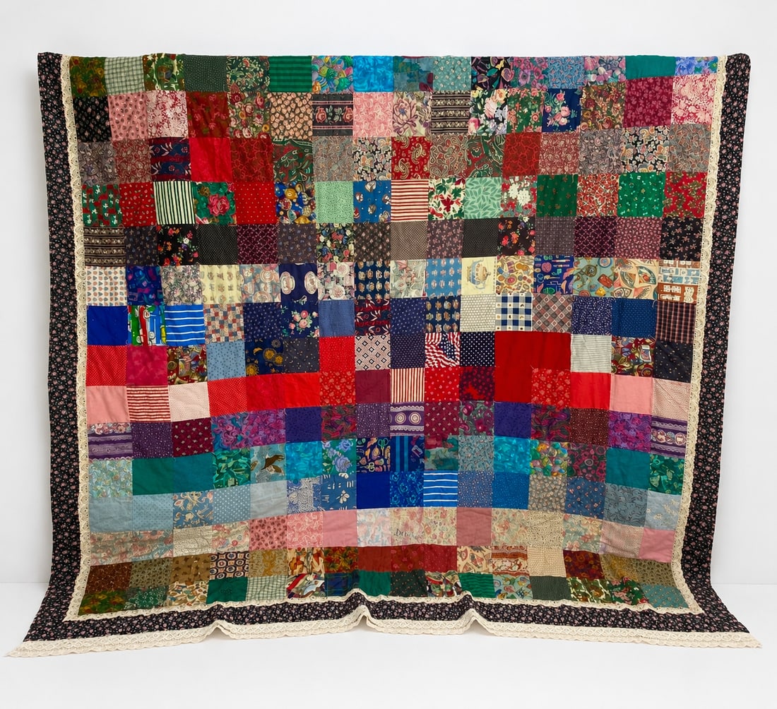 Vintage Handmade Patchwork Scrap Quilt (1 of 4)