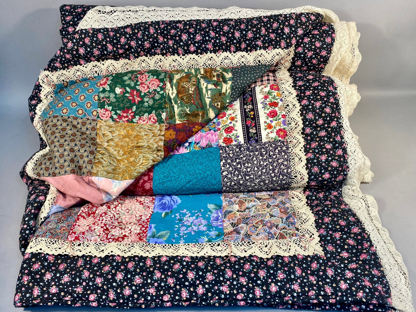 Vintage Handmade Patchwork Scrap Quilt - 4