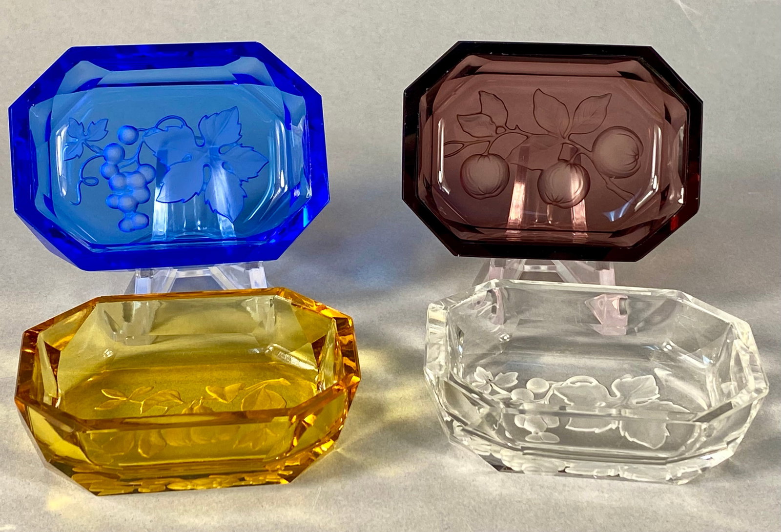 Art Deco Intaglio Cut Crystal Salt Cellars Style of Heinrich Hoffmann (1 of 4)