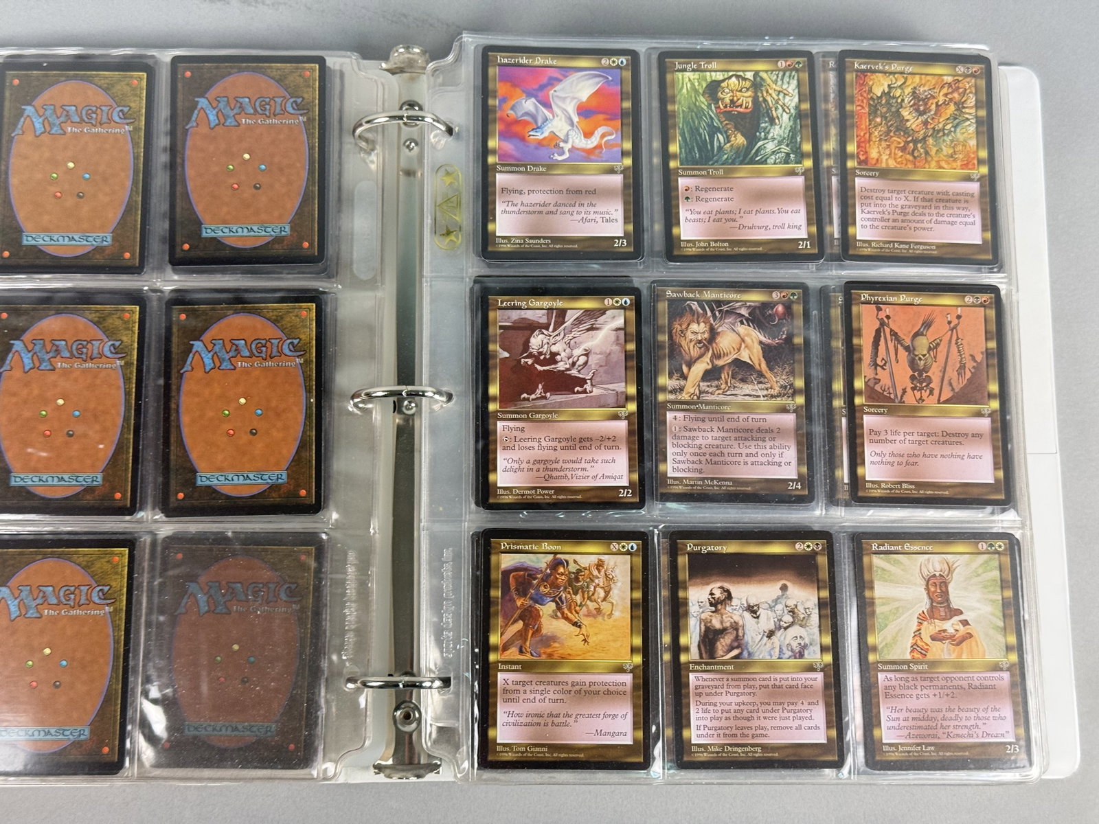 Magic The Gathering Mirage Expansion Trading Cards 1996: Magic: The Gathering (MTG) trading cards from the Mirage expansion set, released in 1996 by Wizards of the Coast. The cards are black-bordered and feature the stylized white palm tree expansion