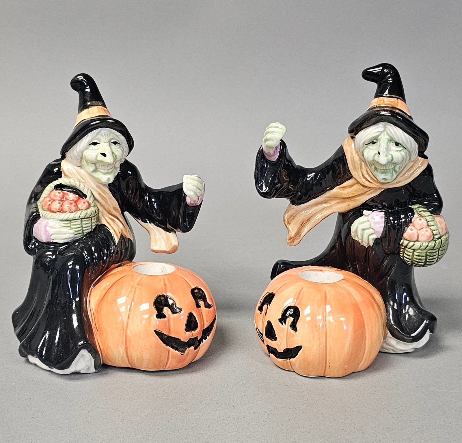Fitz & Floyd Ceramic Witch Candleholders, 1988 (1 of 8)