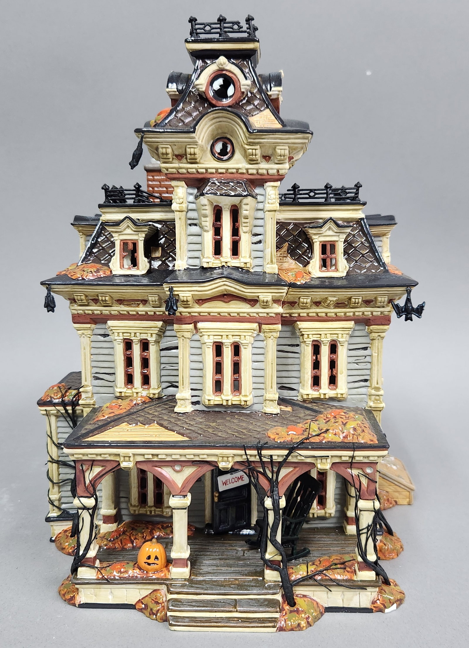 Dept 56 Grimsly Manor: Department 56 Grimsly Manor #55004. Untested, no adapter. Height: 11.5 inches. The piece is in generally good condition, retaining its intentional weathered appearance. A chip is visible on the front