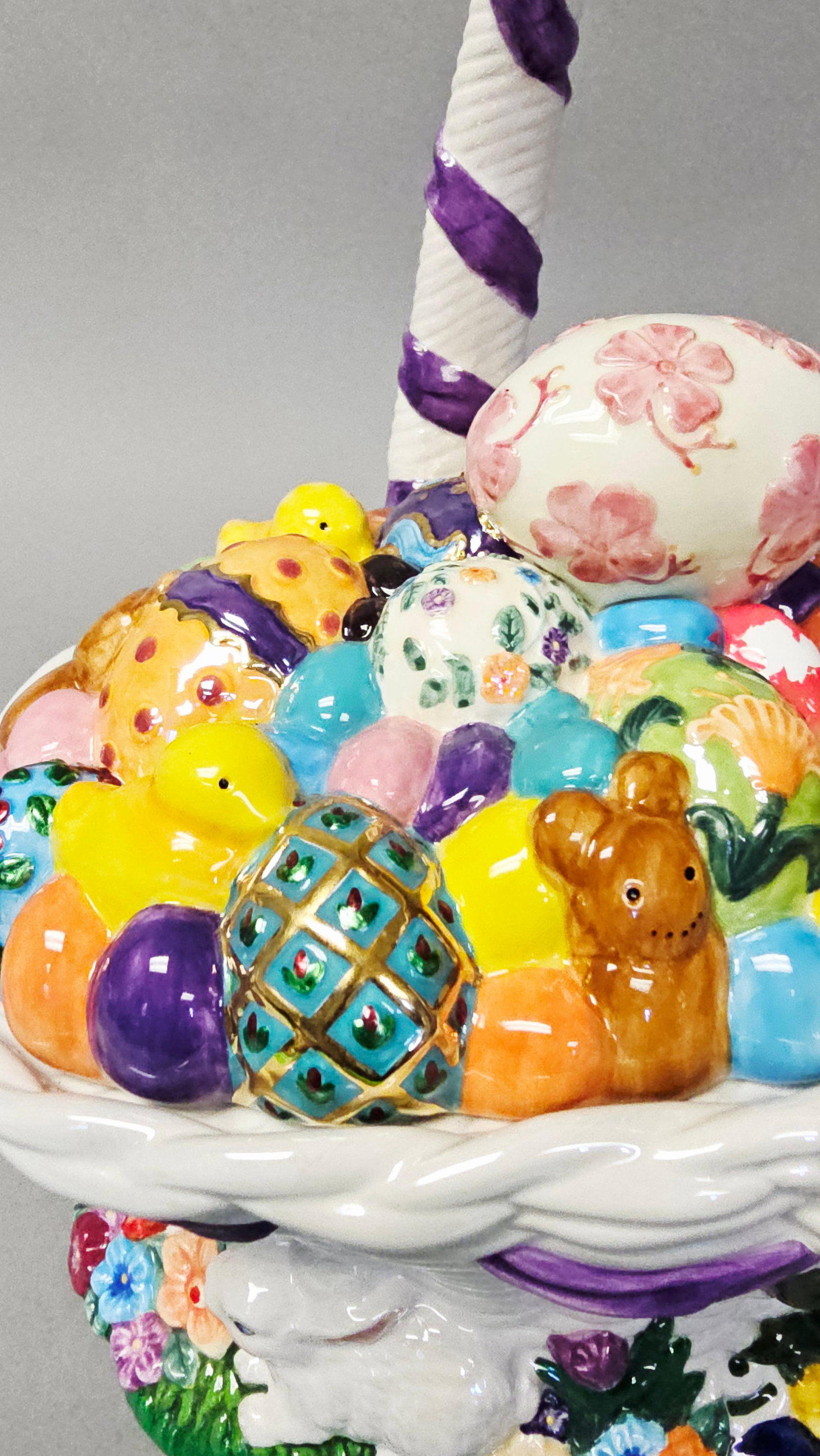 Christopher Radko Lidded Ceramic Easter Egg Basket - 2