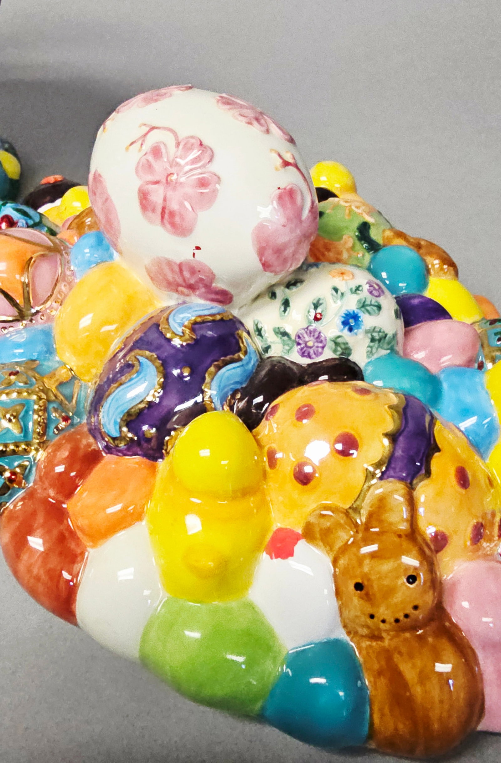 Christopher Radko Lidded Ceramic Easter Egg Basket - 3