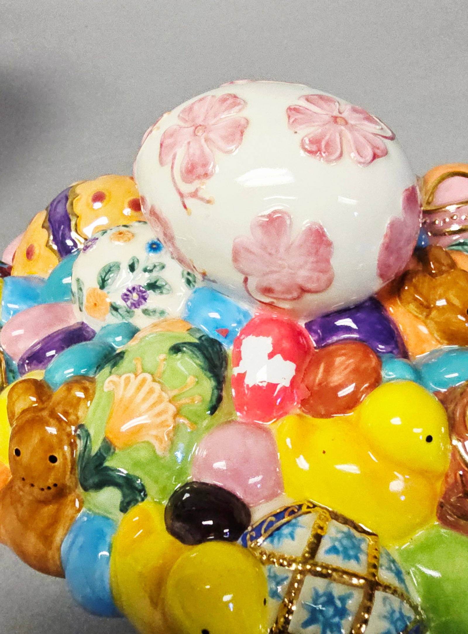 Christopher Radko Lidded Ceramic Easter Egg Basket - 4