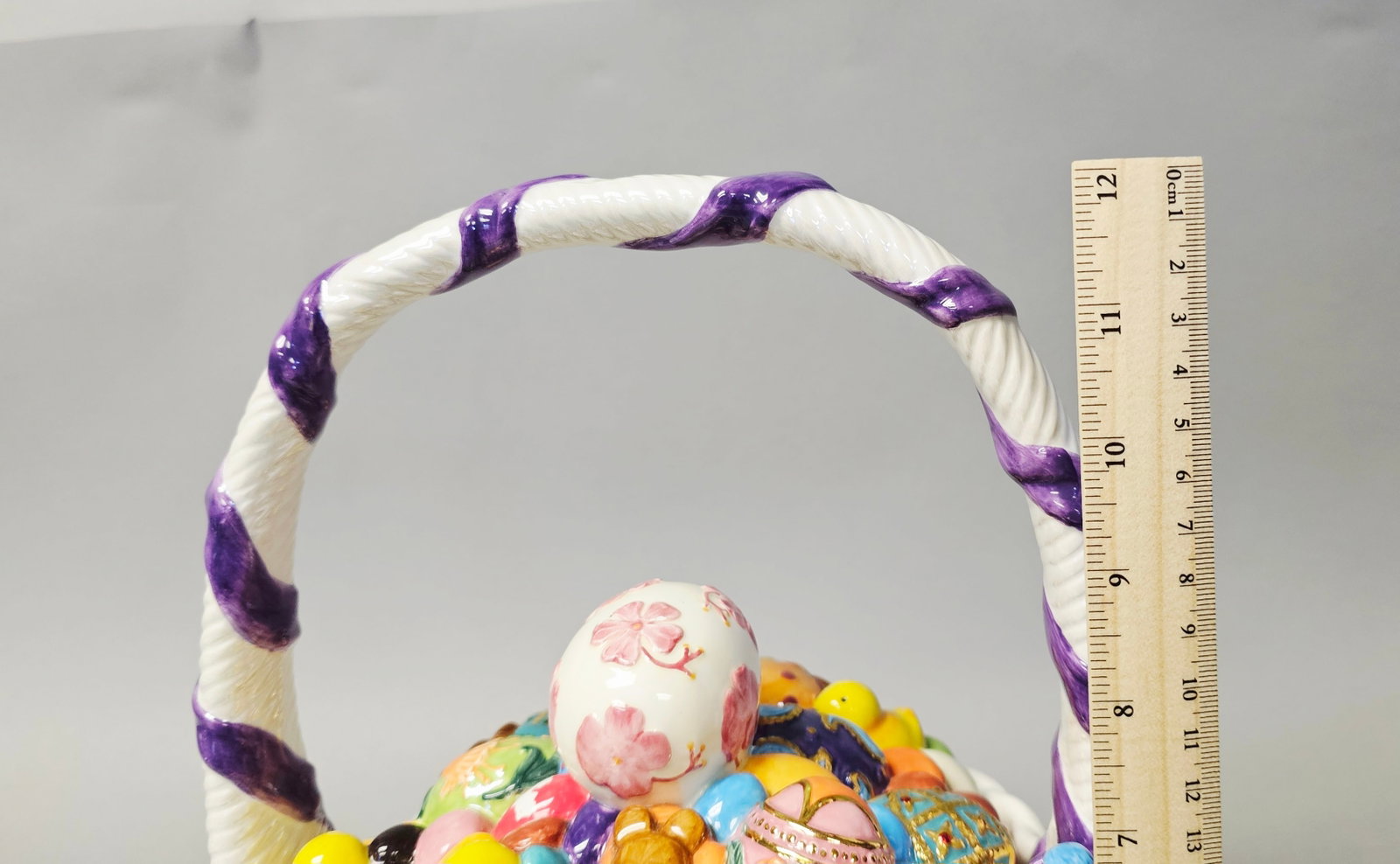 Christopher Radko Lidded Ceramic Easter Egg Basket - 8