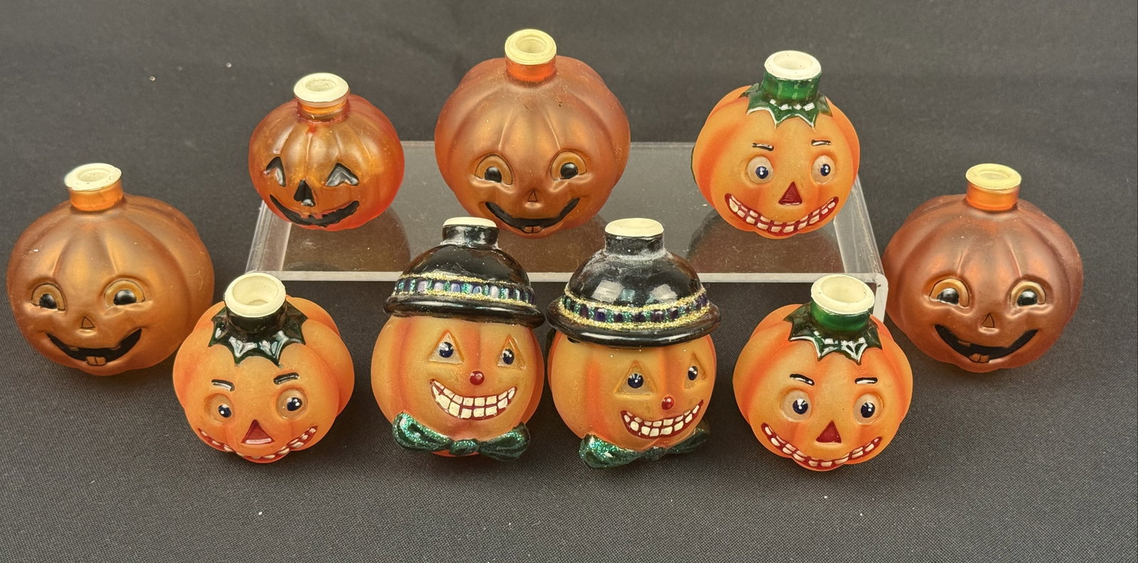 Eleven Frosted Glass Jack-O-Lantern String Light Covers (1 of 10)