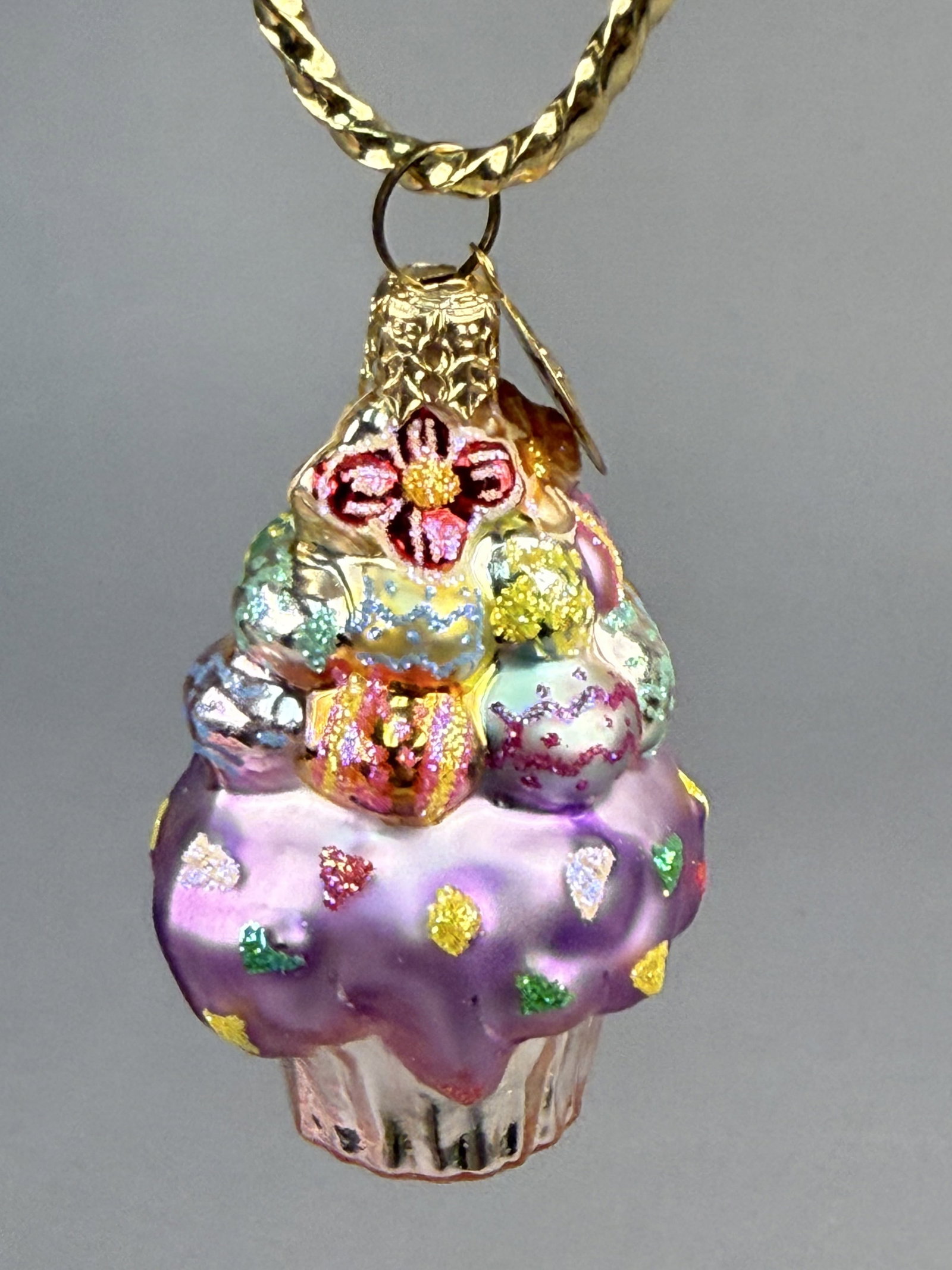 Radko Hand-Painted Glass Easter Egg Cupcake Ornament - 3