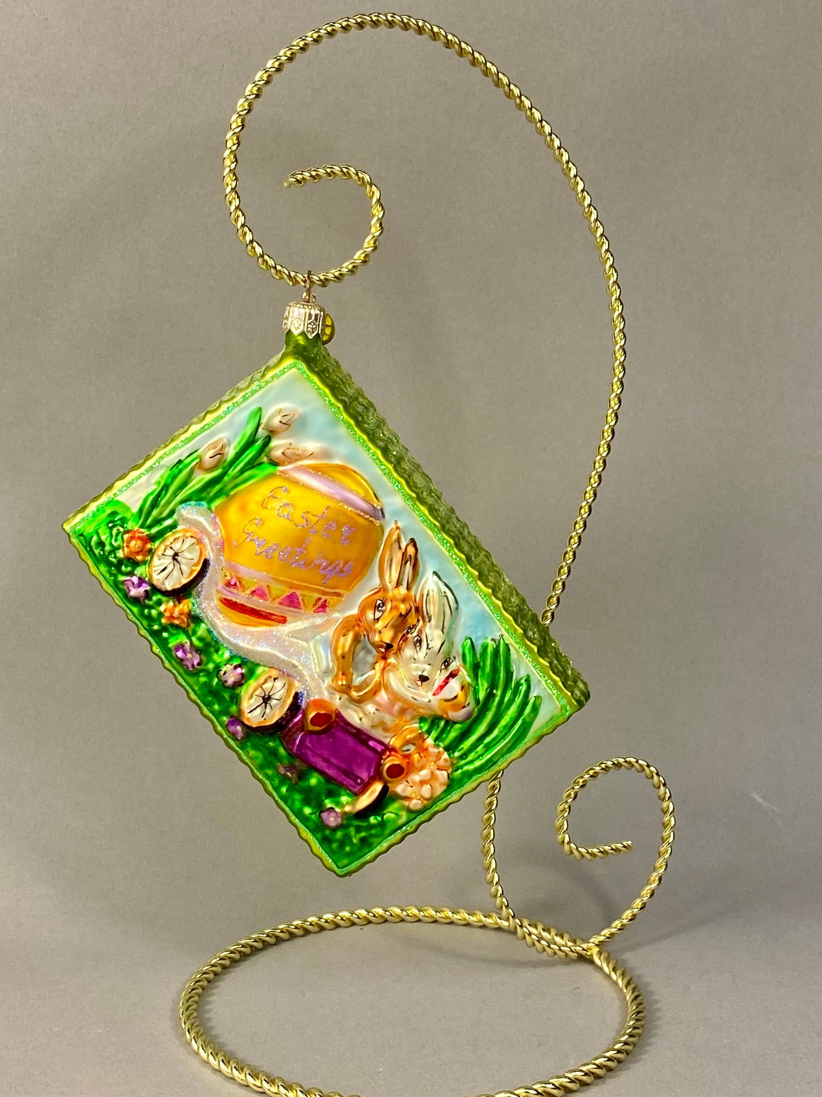 Radko Easter Greetings Postcard Blown Glass Ornament (1 of 5)