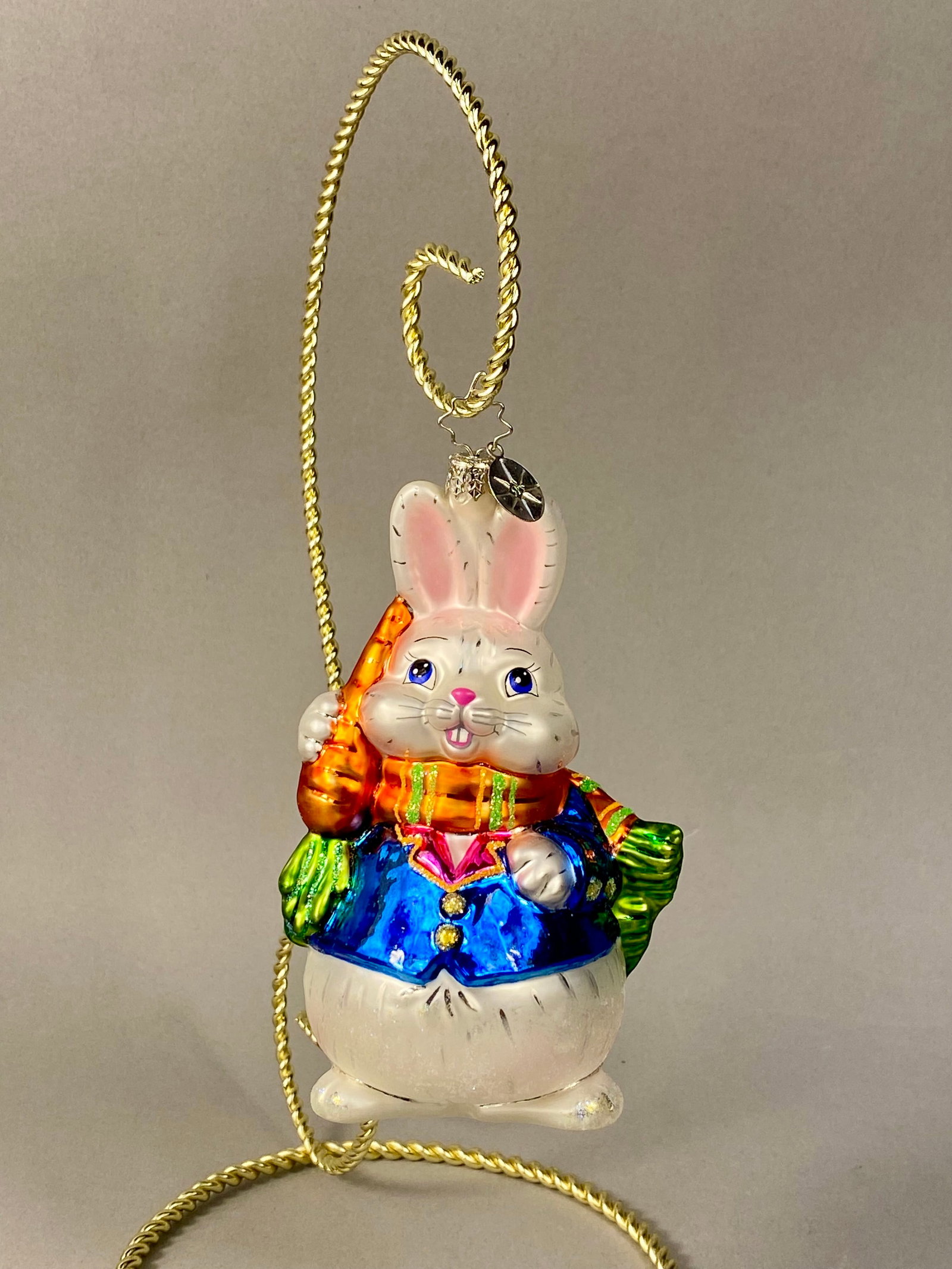 Radko Traveling Easter Bunny Mouth Blown Glass Ornament (1 of 5)