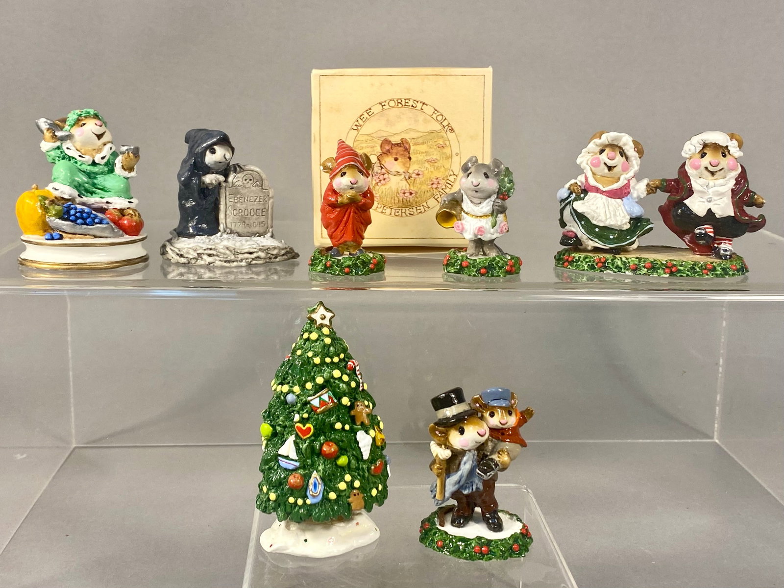 Wee Forest Folk Hand-Painted Miniature Figurines, A Christmas Carol Series: This collection of Wee Forest Folk miniature figurines was designed by Annette Petersen and handcrafted by the Petersen family in the United States. The series features characters from Charles