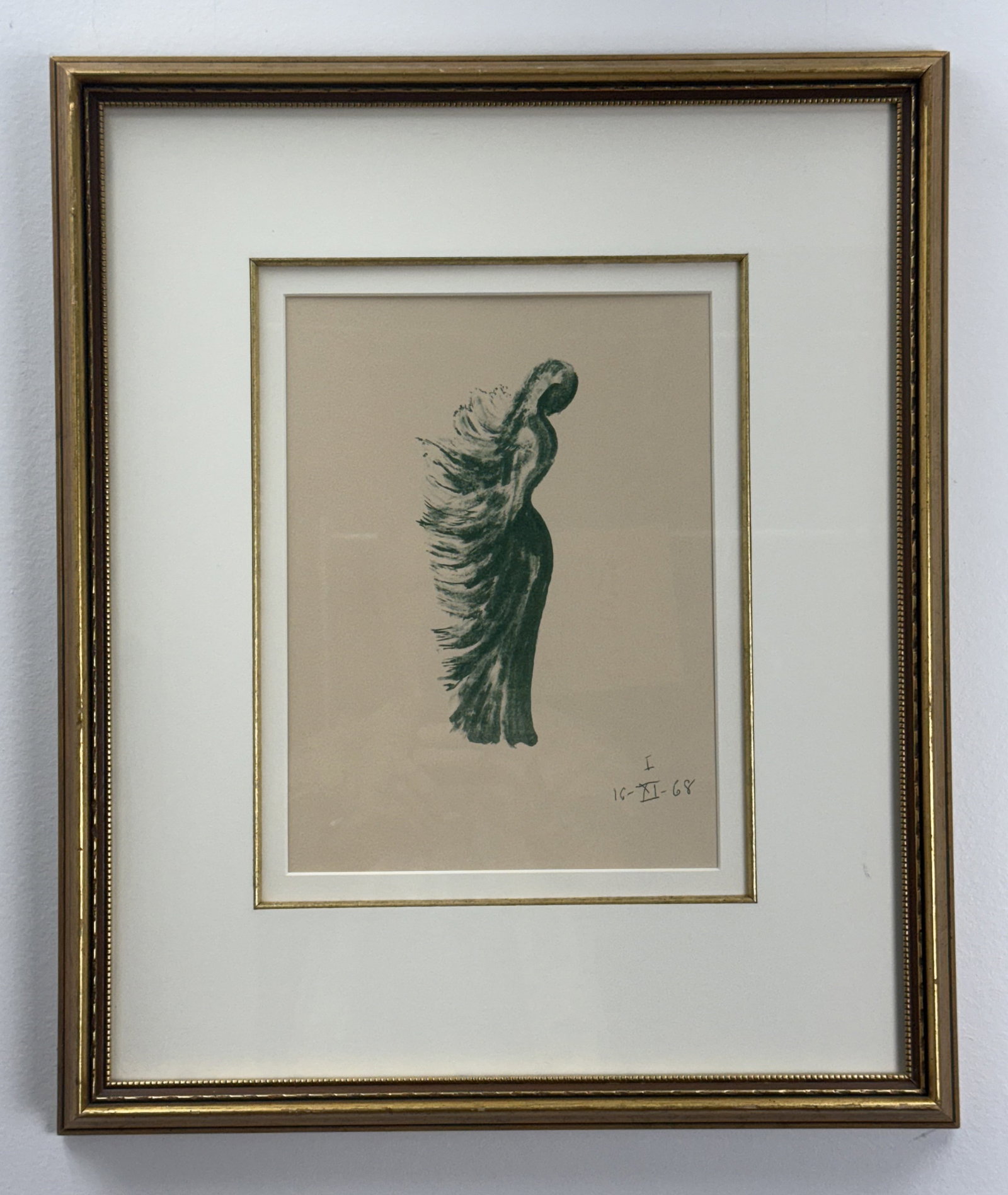 ApelÂ·les Fenosa Tramontane Color Lithograph 1972: This color lithograph on cream-toned Arches paper, titled Tramontane, is by Spanish artist ApelÂ·les Fenosa (1899â€“1988). The front of the work contains a printed Roman numeral I above the 