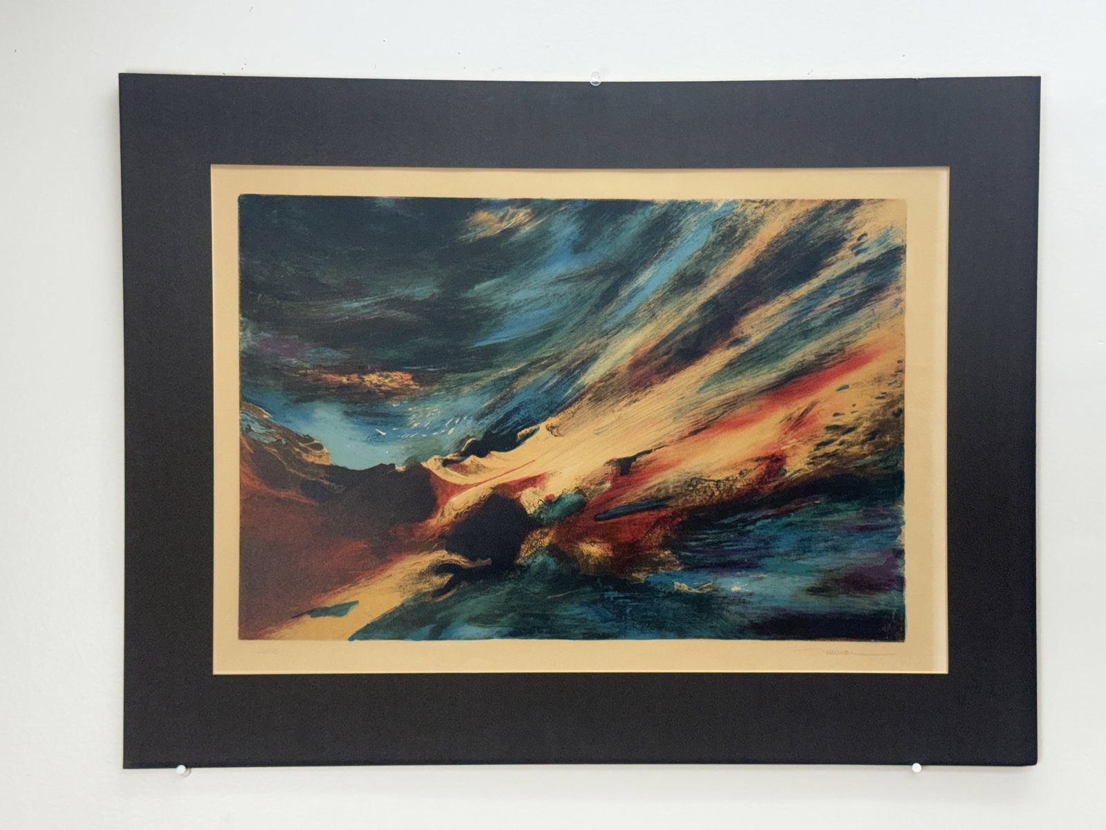 Leonardo Nierman, Abstract Composition, Limited Edition Serigraph: This limited edition abstract serigraph is by Mexican artist Leonardo Nierman. The print is executed on heavy, cream-colored wove paper and is hand-numbered in pencil in the lower left margin as 26/17