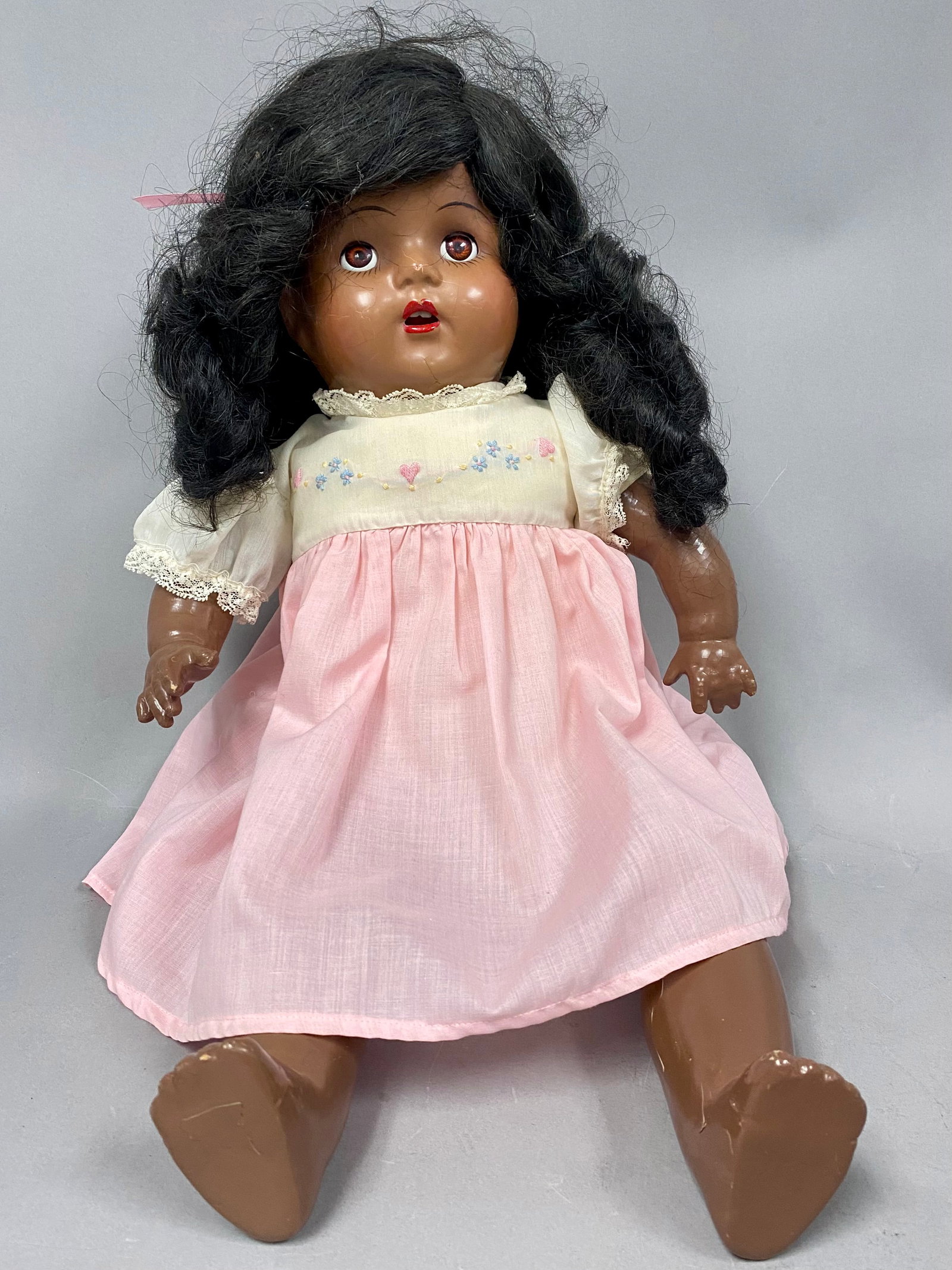 Large Vintage African American Doll with Sleep Eyes (1 of 12)