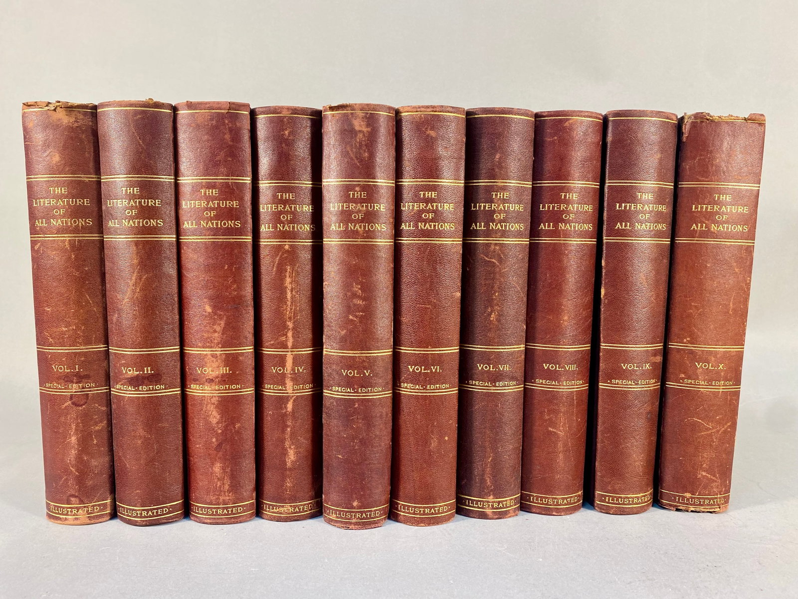 The Literature of All Nations E. R. Du Mont, 1900. Special Edition.: A complete ten-volume set titled The Literature of All Nations and All Ages: History, Character, and Incident, edited by Julian Hawthorne, John Russell Young, and John Porter Lamberton. This Special E