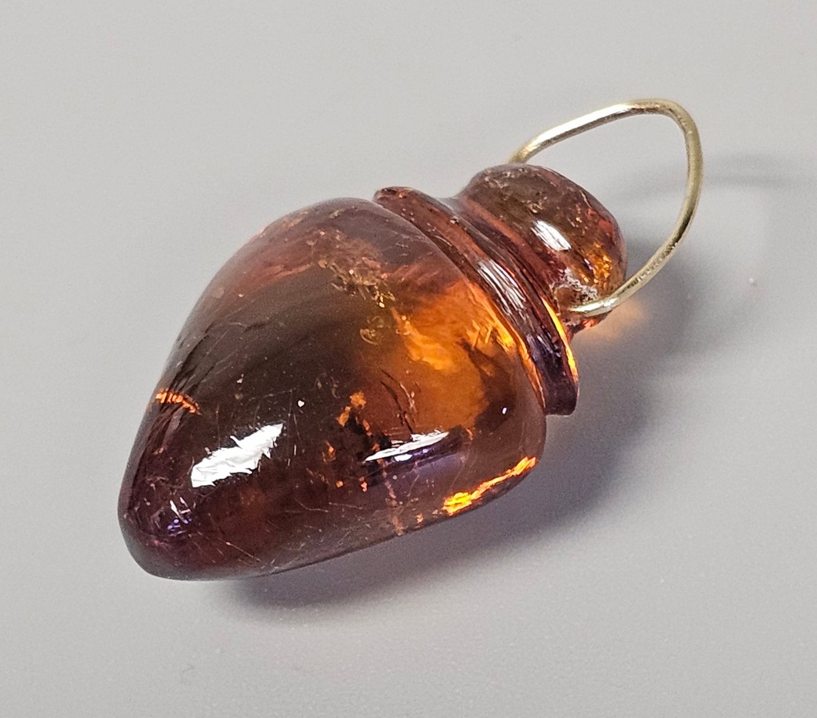 Two Translucent Cognac Amber Pendants - 3