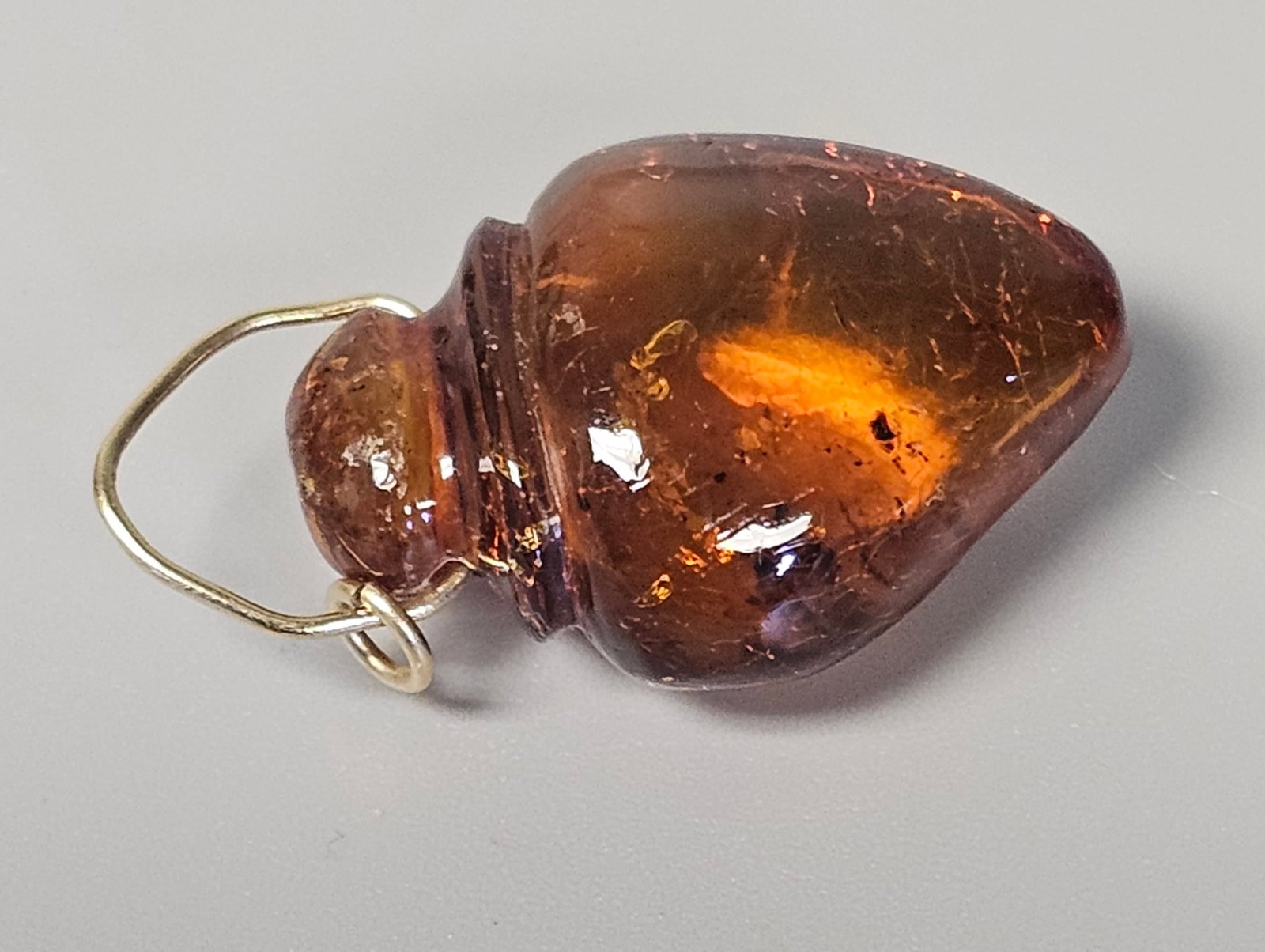 Two Translucent Cognac Amber Pendants - 4
