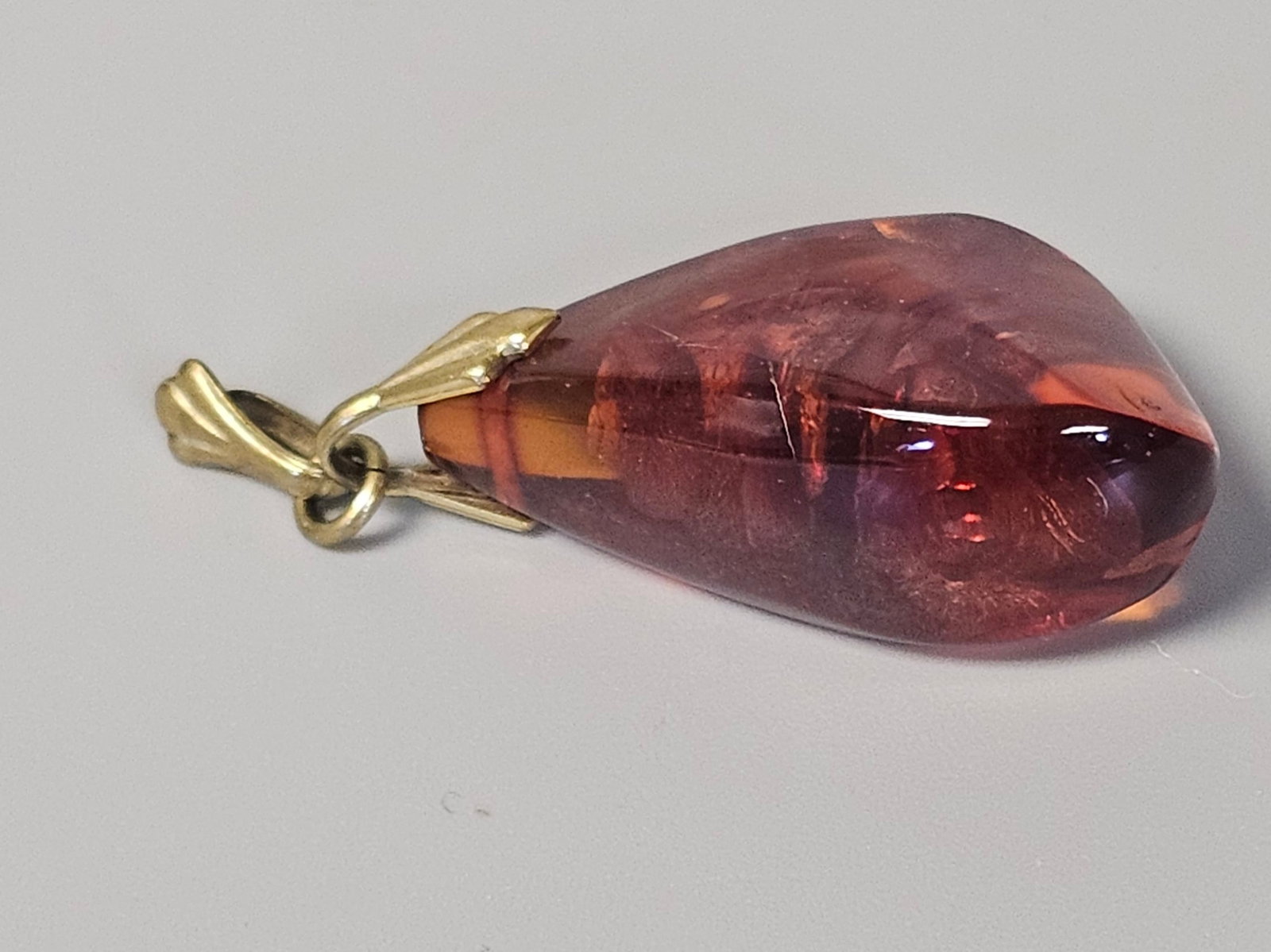 Two Translucent Cognac Amber Pendants - 5