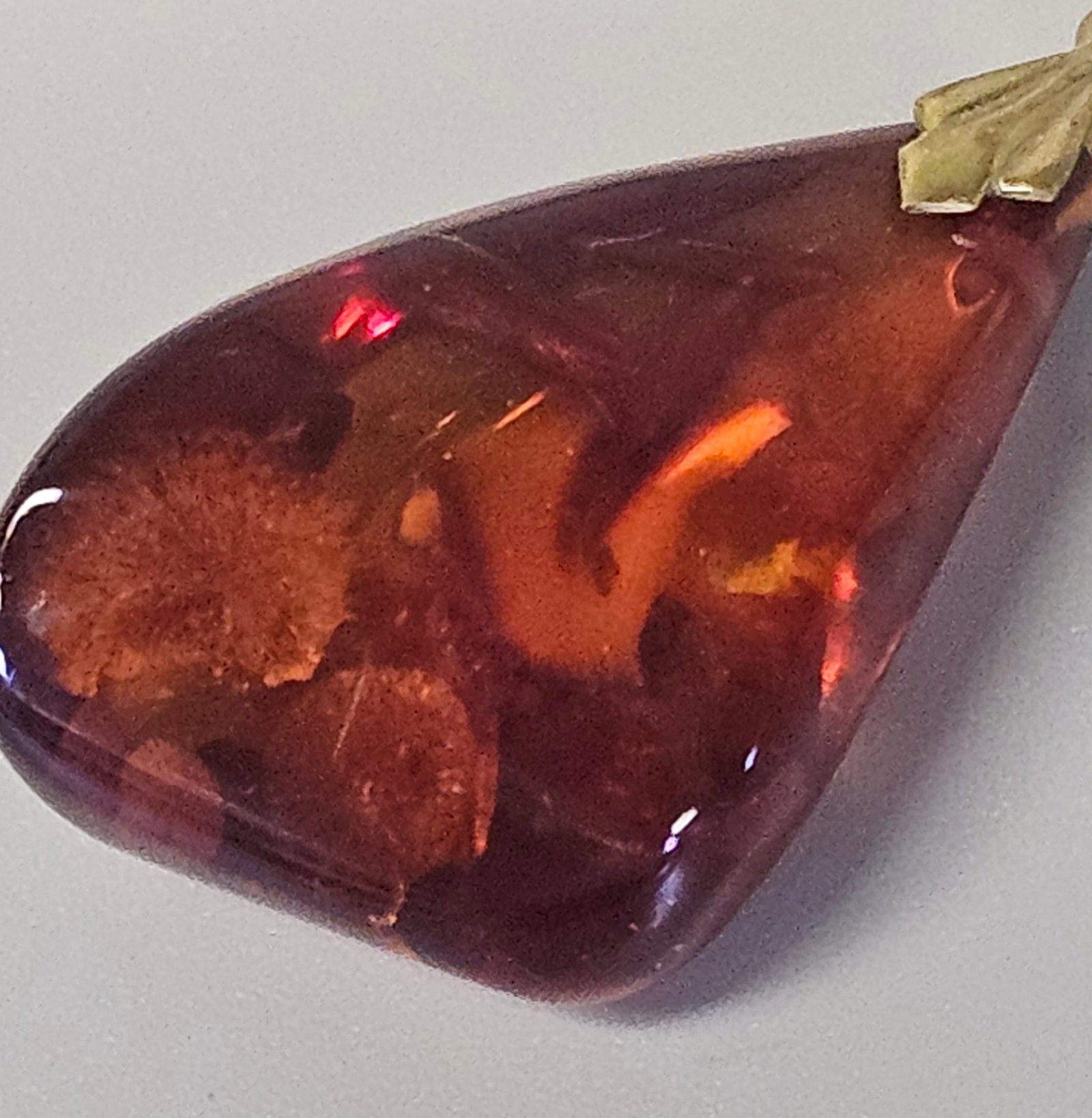 Two Translucent Cognac Amber Pendants - 7