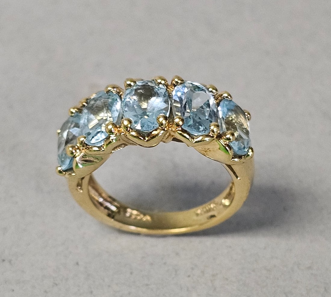 Gold-Plated Sterling Blue Gemstone Ring 5.0 Grams (1 of 7)