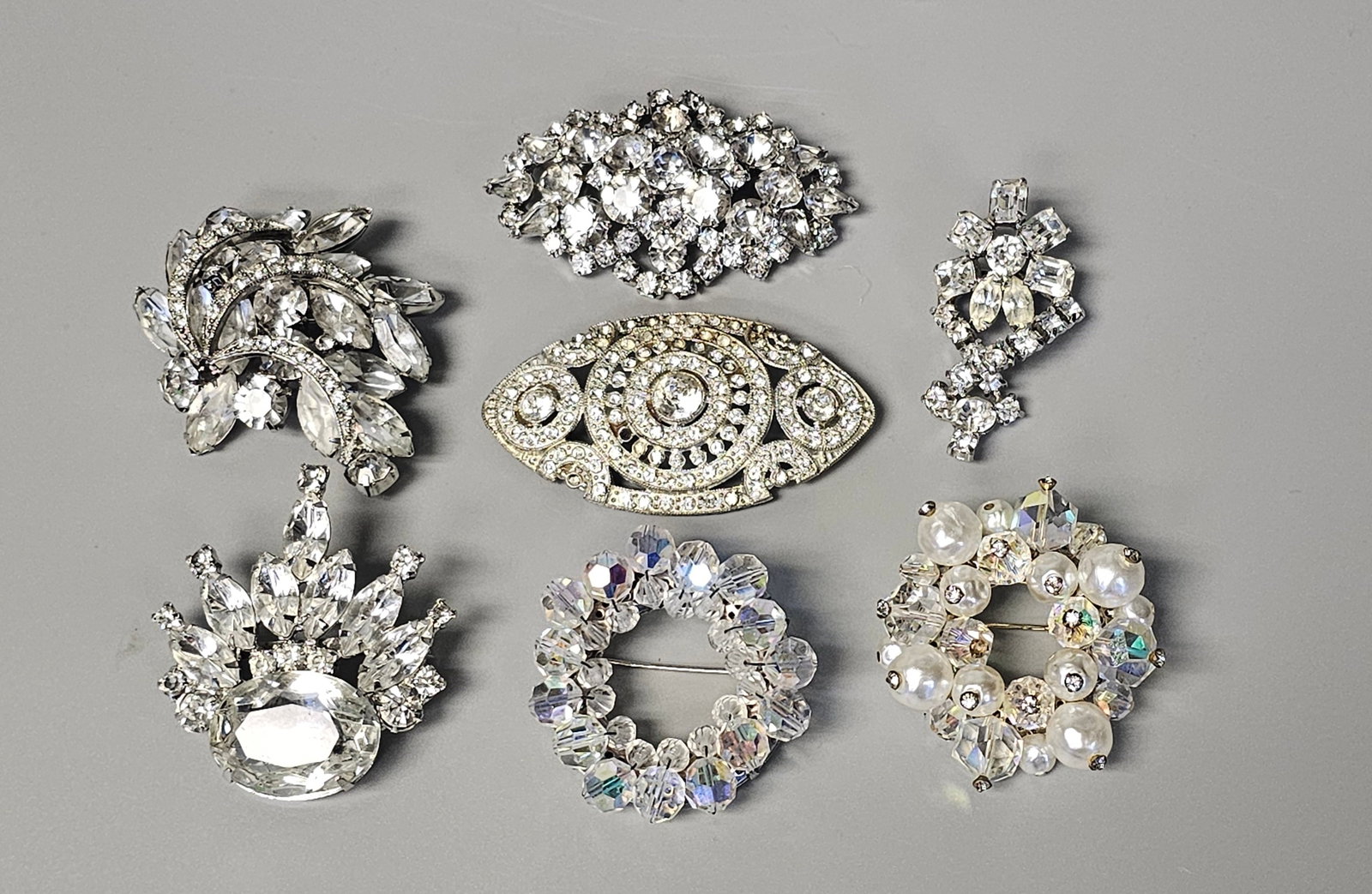 Vintage Costume Jewelry Rhinestone Brooches (1 of 9)
