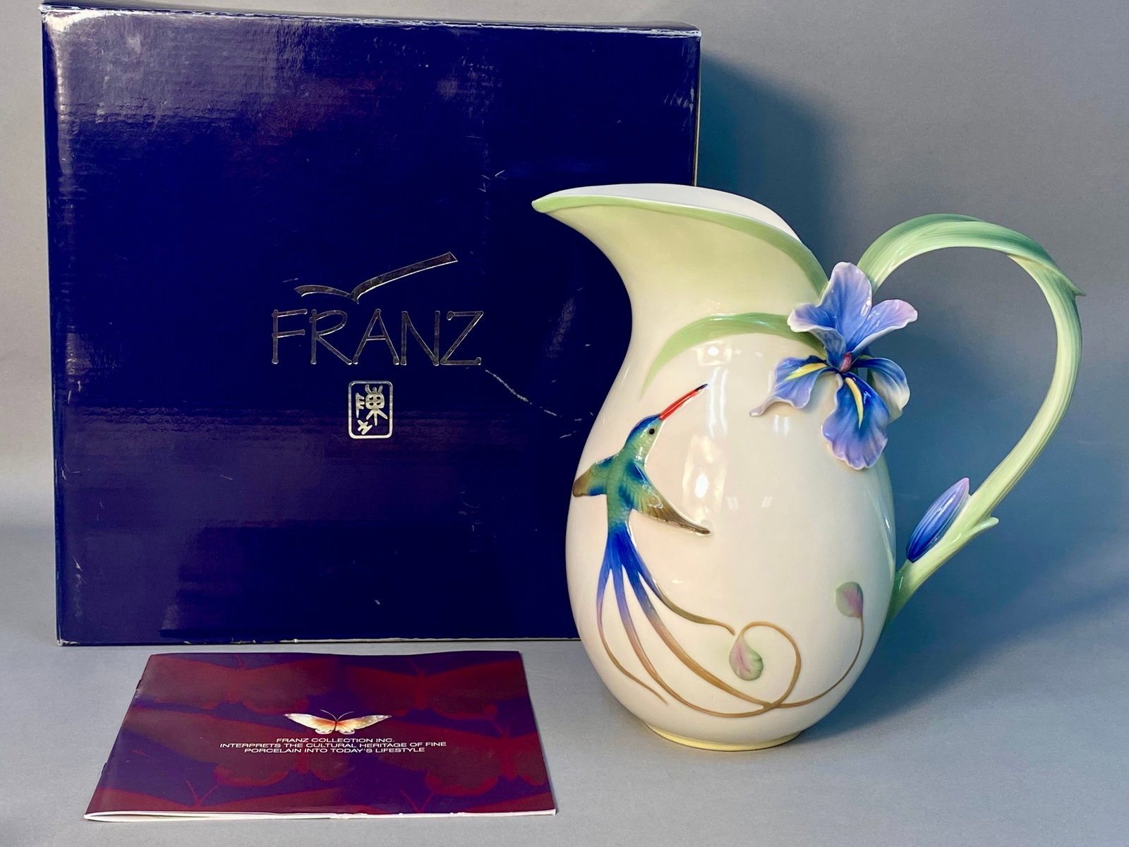Hummingbird & Iris Porcelain Handle Vase (1 of 7)