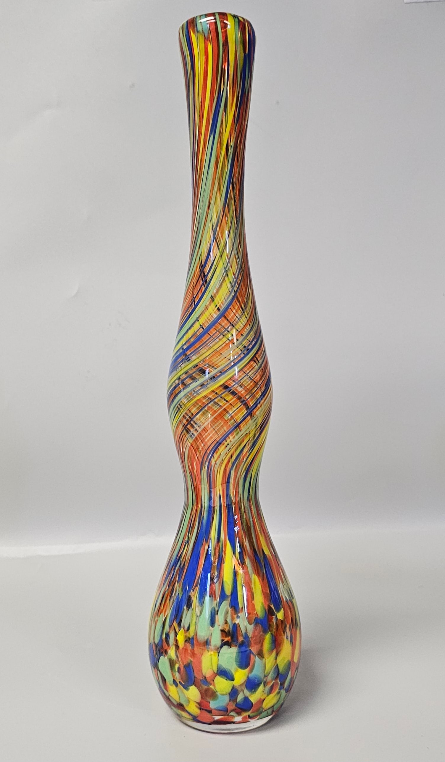 Large Multi-Colored Murano Style Art Glass Vase (1 of 7)