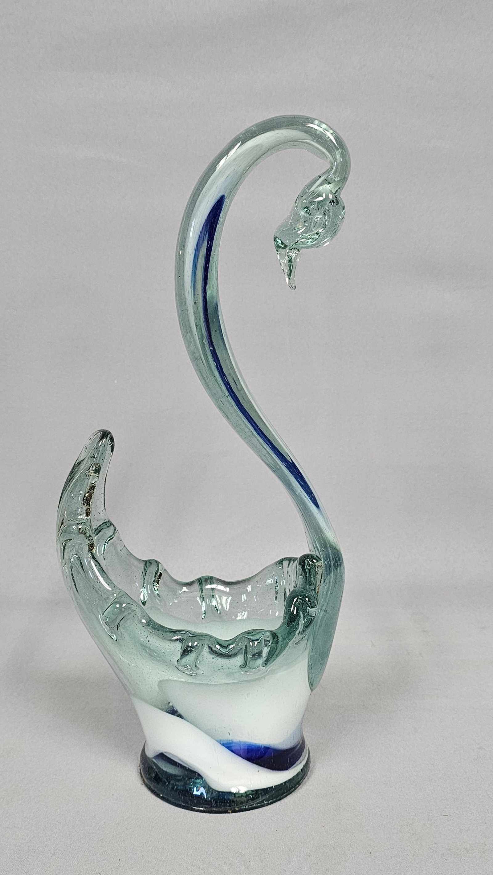 Hand-Blown Art Glass Swan Centerpiece Bowl (1 of 9)