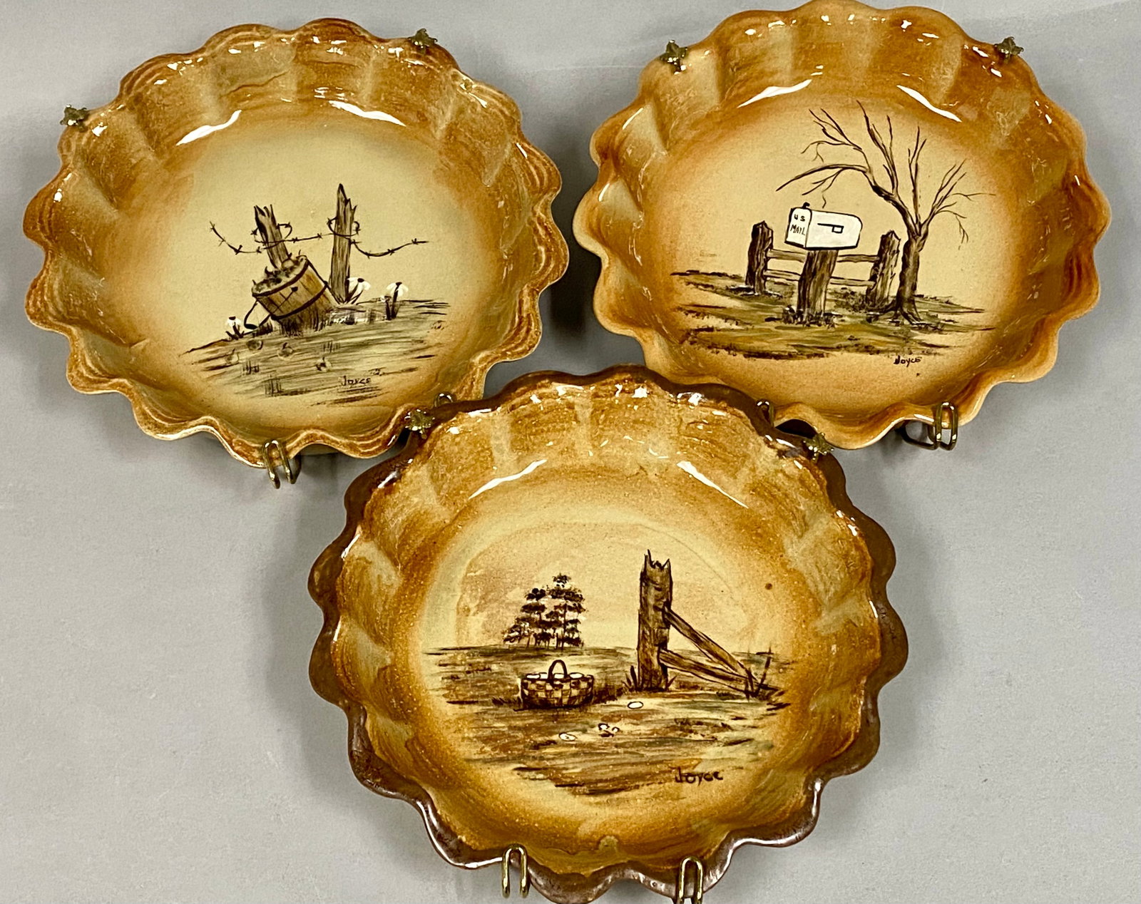 3 Rural Americana Folk Art Plates, 1982 (1 of 7)