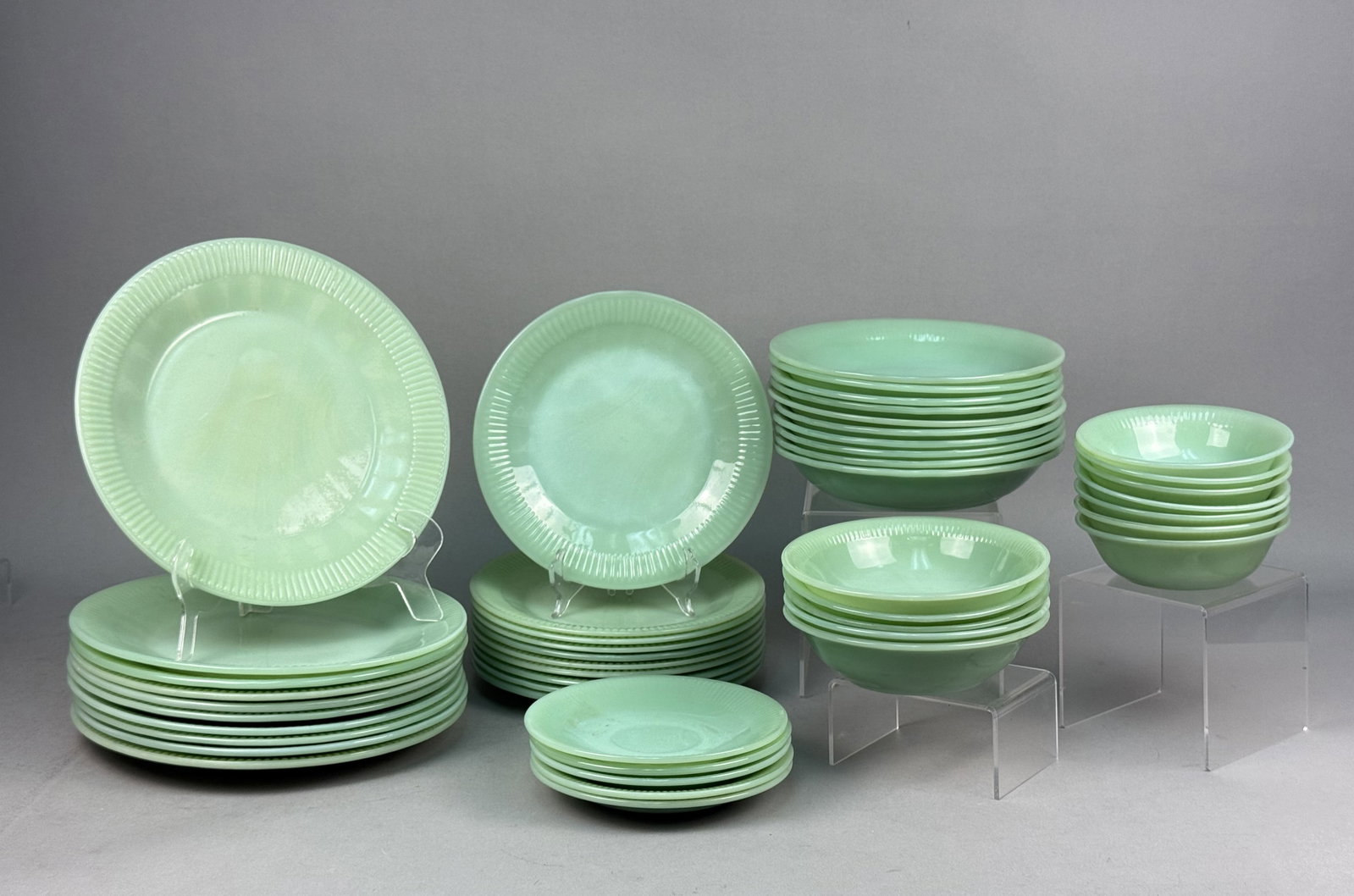 A Large Set of Fire-King Jadeite Dinnerware (1 of 13)