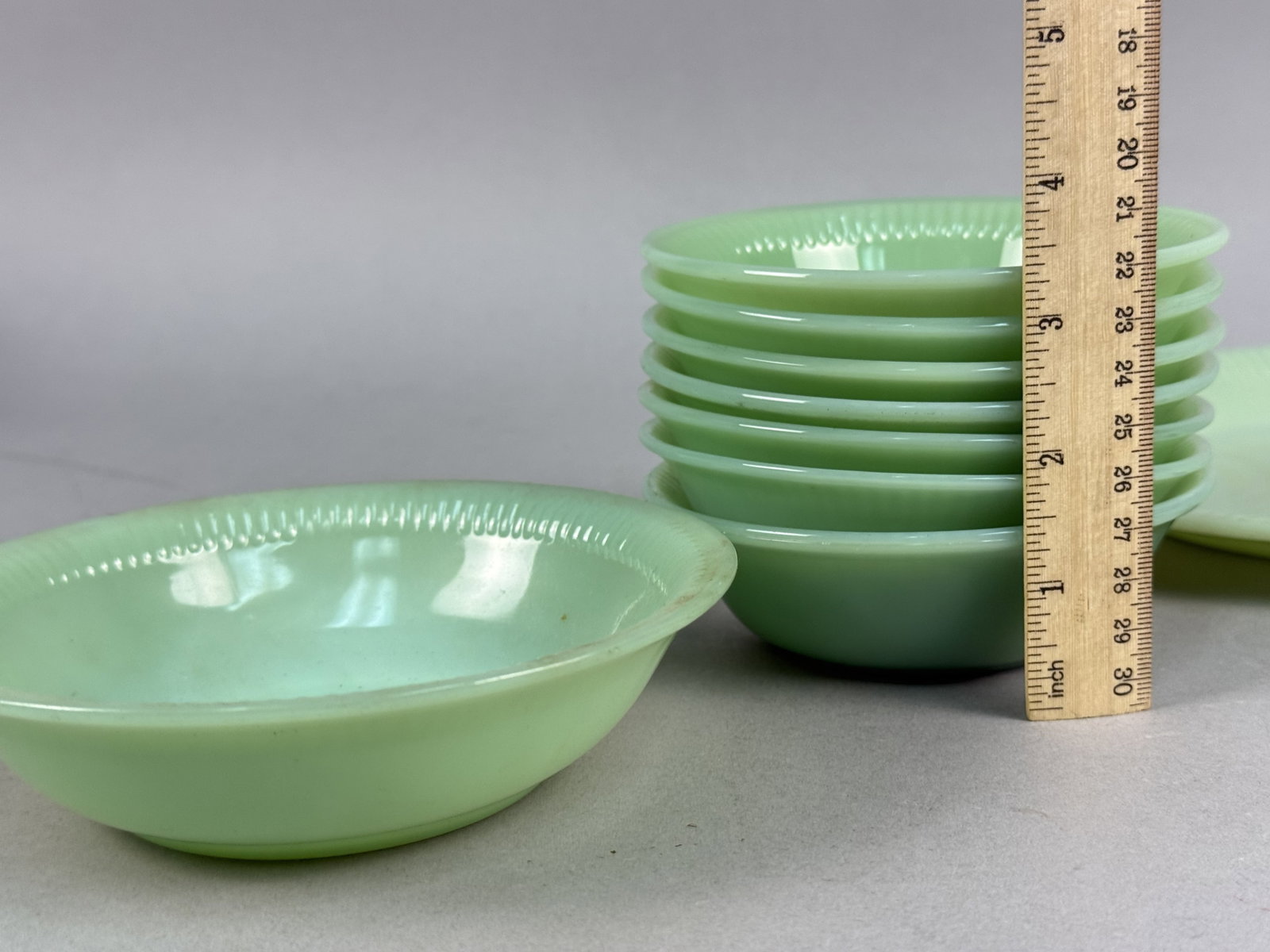 Fire-King Jadeite Jane Ray Pattern Mixed Set - 10