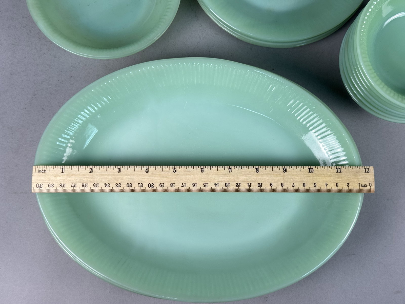 Fire-King Jadeite Jane Ray Pattern Mixed Set - 12
