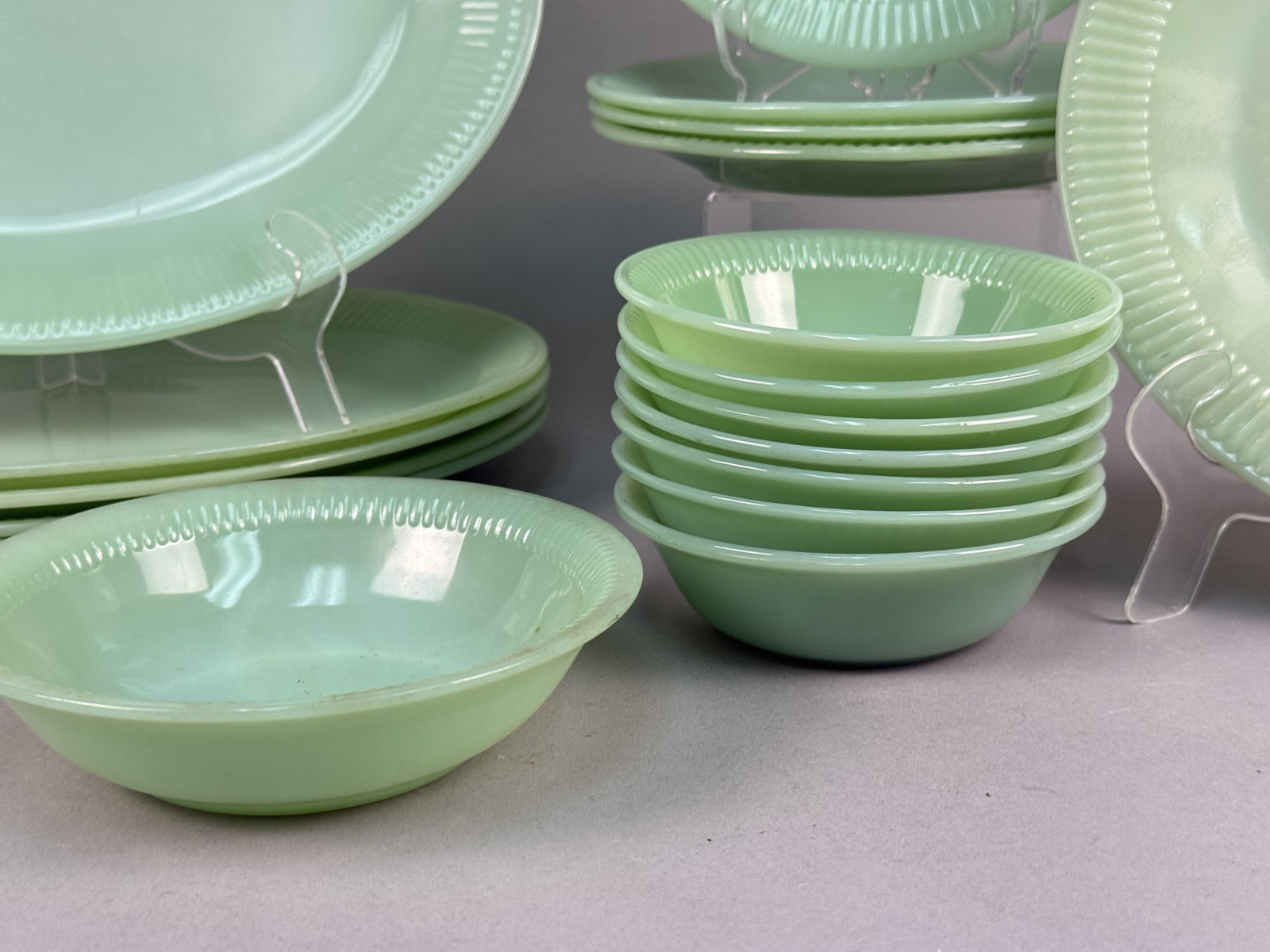 Fire-King Jadeite Jane Ray Pattern Mixed Set - 2