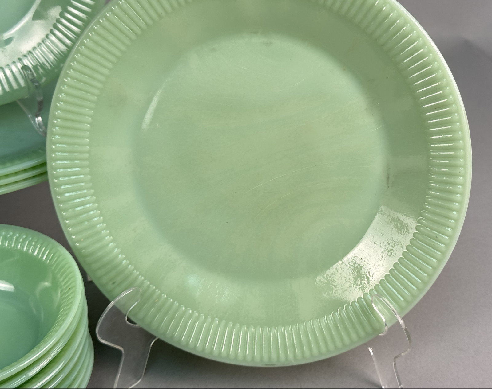 Fire-King Jadeite Jane Ray Pattern Mixed Set - 3