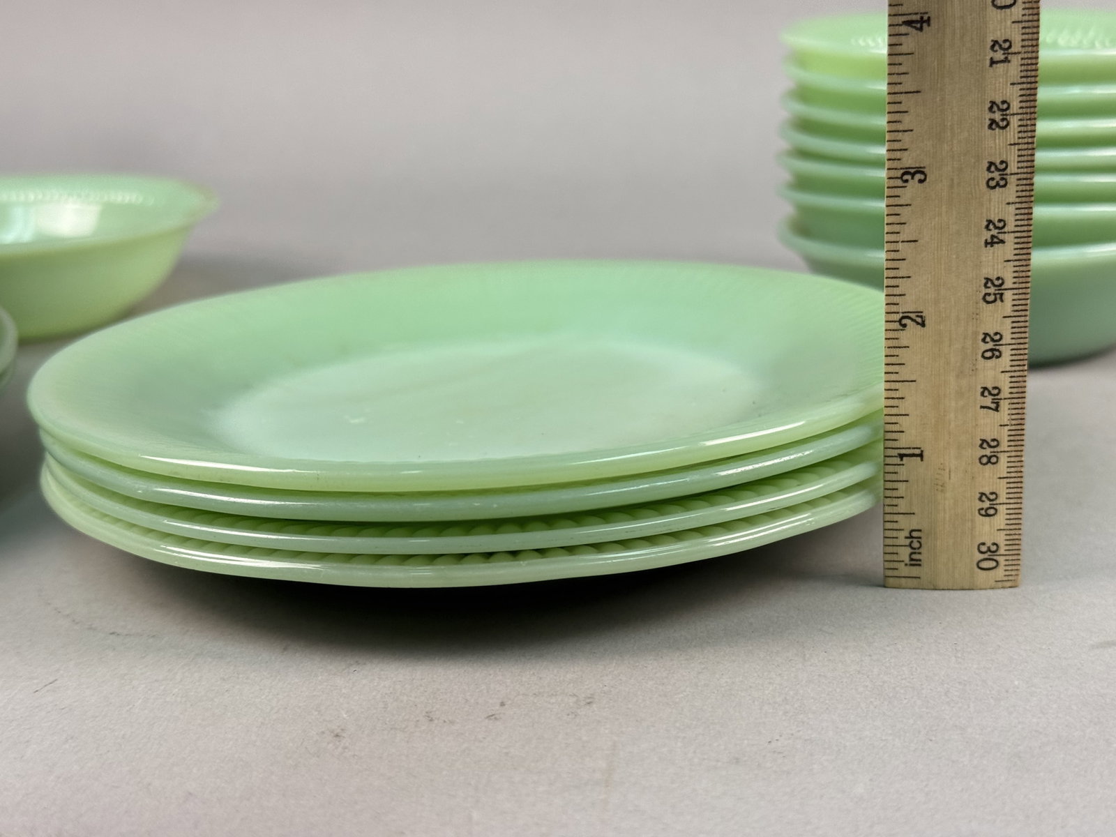 Fire-King Jadeite Jane Ray Pattern Mixed Set - 6