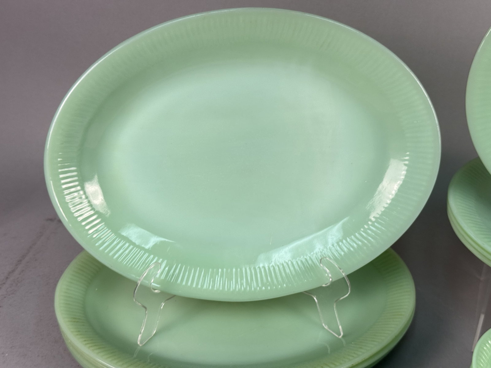 Fire-King Jadeite Jane Ray Pattern Mixed Set - 7