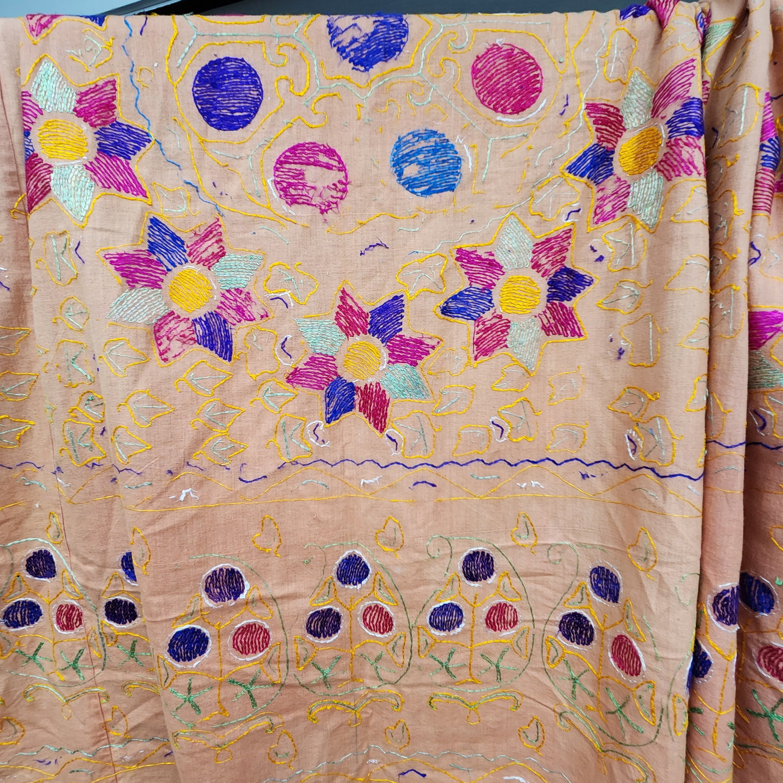 Hand-Embroidered Phulkari Textile Panel - 10