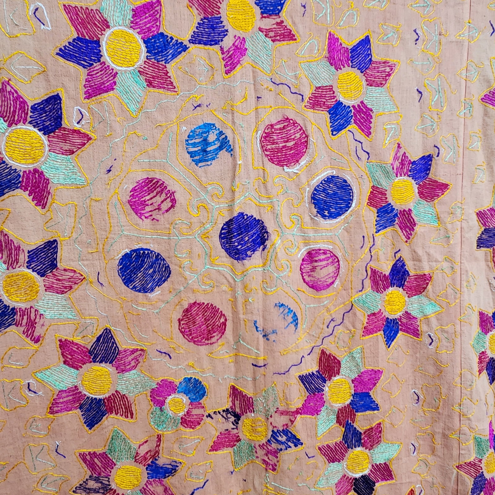 Hand-Embroidered Phulkari Textile Panel - 3
